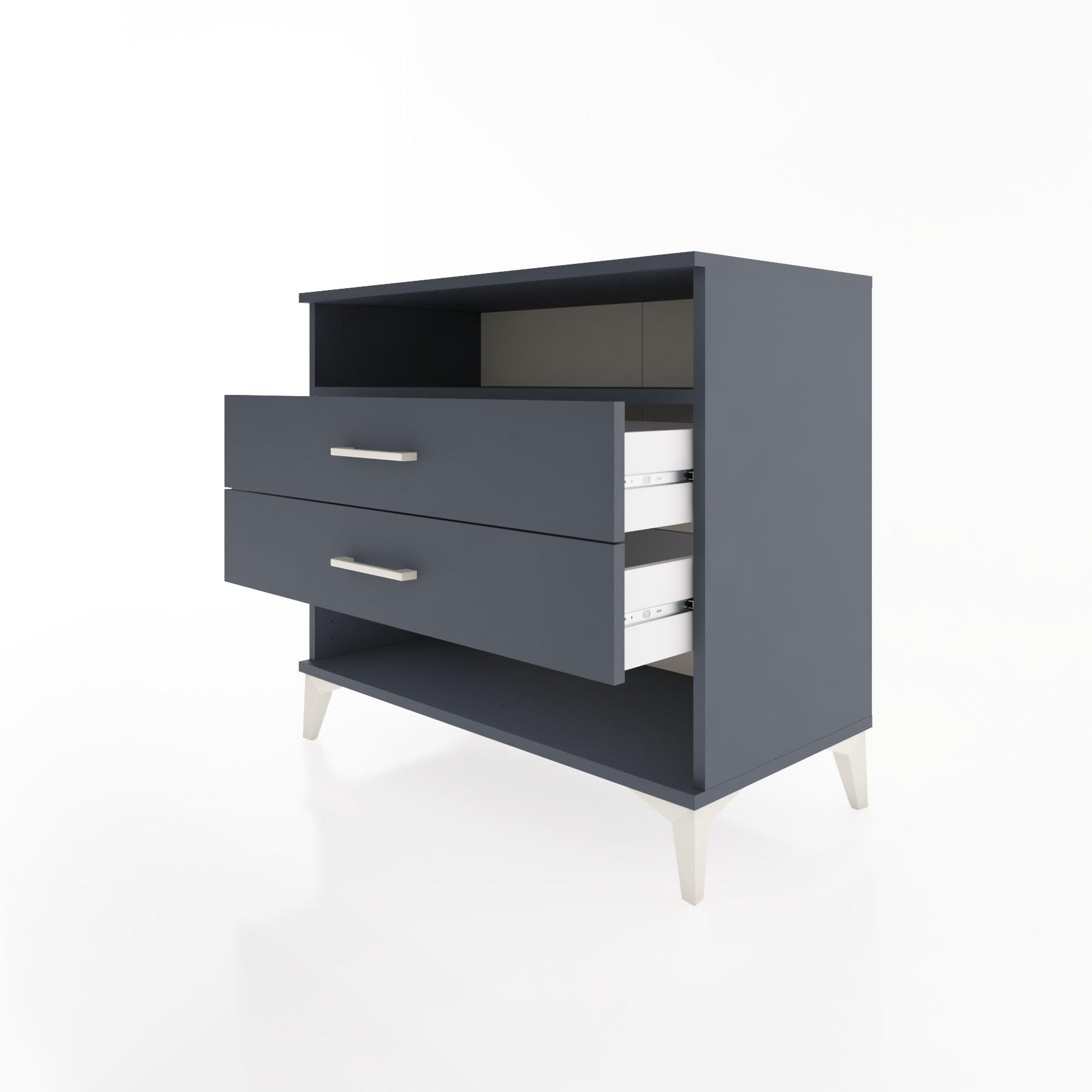 Woodntry Modüler Şifonyer Antrasit 88x44x68 cm Çekmeceli ve Raflı CR61-2
