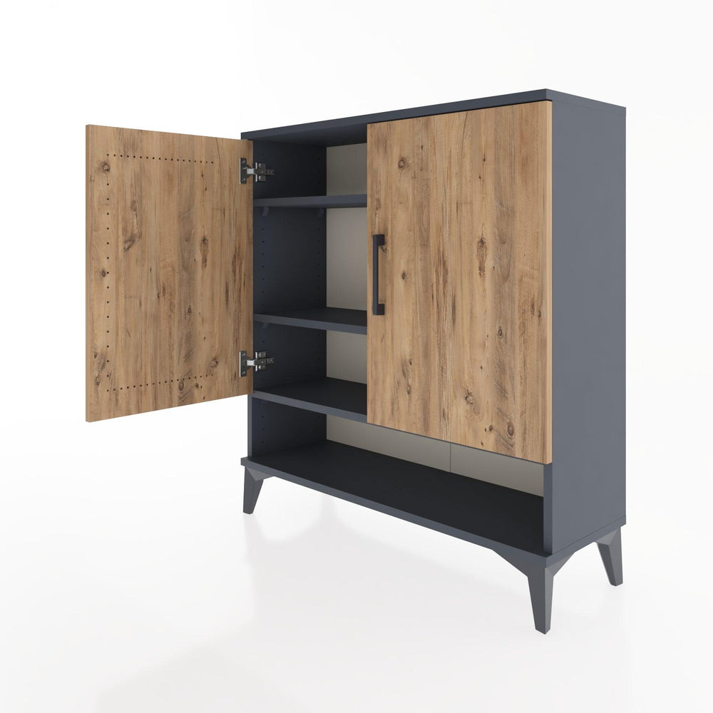 Woodntry Modüler Şifonyer Antrasit 88x30x84 cm Kapaklı ve Raflı KR62-2