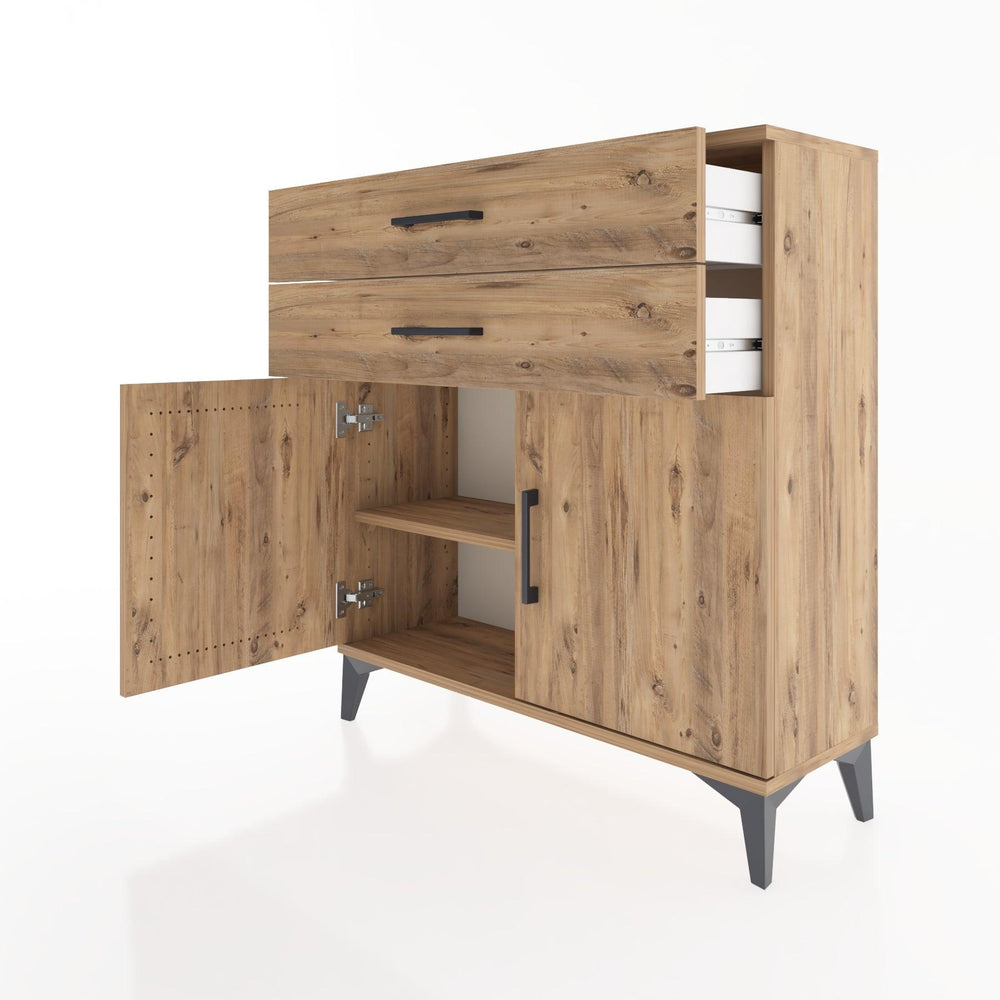 Woodntry Modüler Şifonyer Çam 88x30x84 cm Kapaklı ve Çekmeceli KC63-3