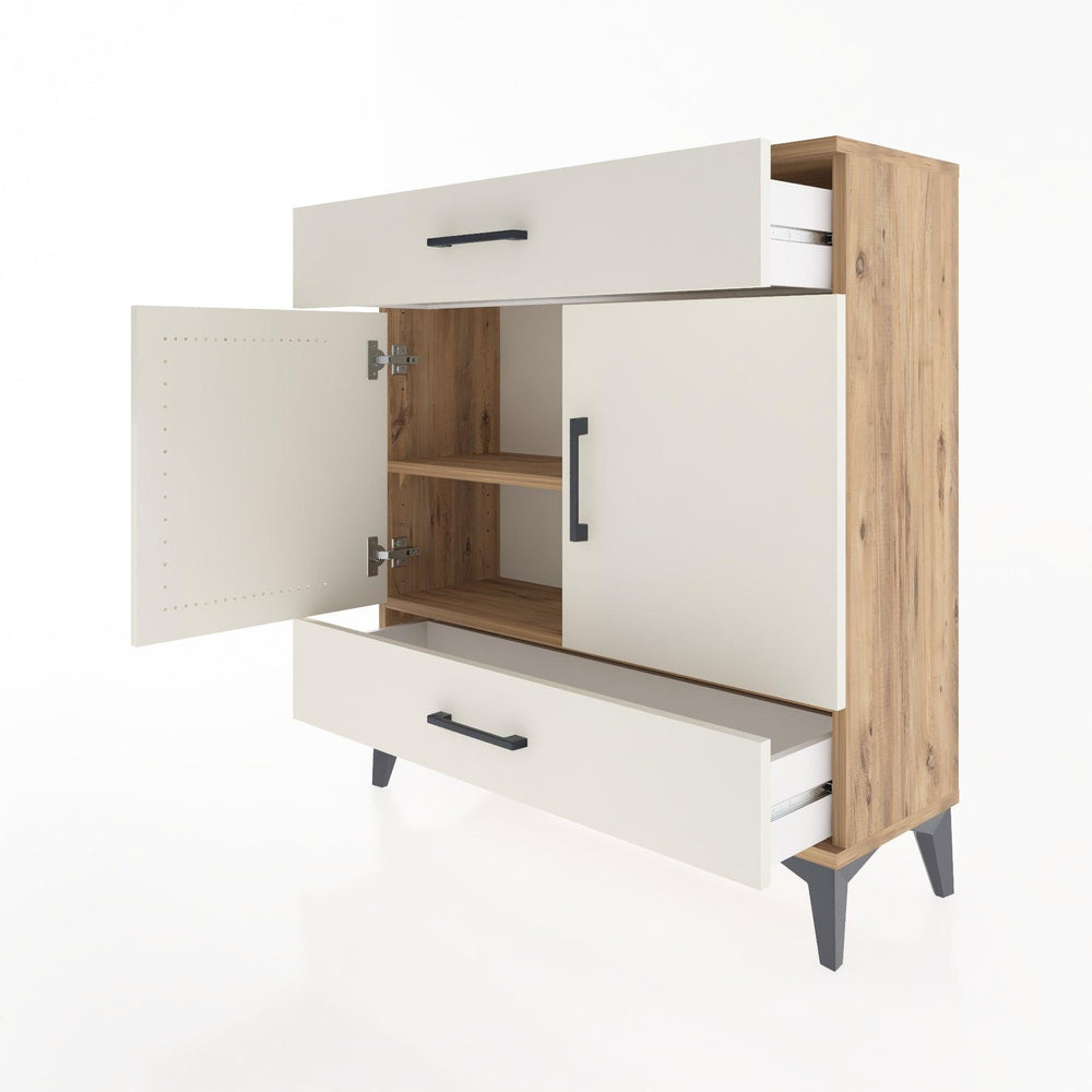 Woodntry Modüler Şifonyer Çam 88x30x84 cm Kapaklı ve Çekmeceli KC64-3