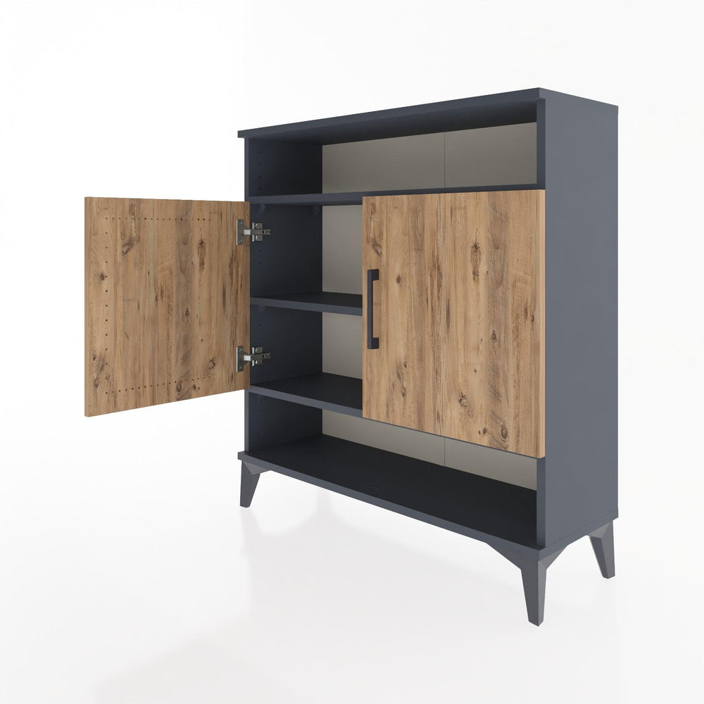 Woodntry Modüler Şifonyer Antrasit 88x30x84 cm Kapaklı ve Raflı KR67-2