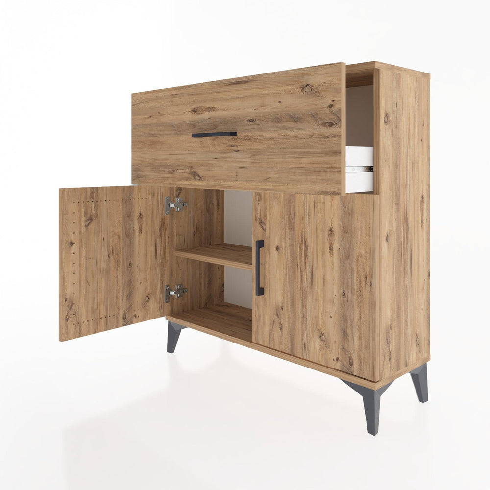 Woodntry Modüler Şifonyer Çam 88x30x84 cm Kapaklı ve Çekmeceli KC68-3