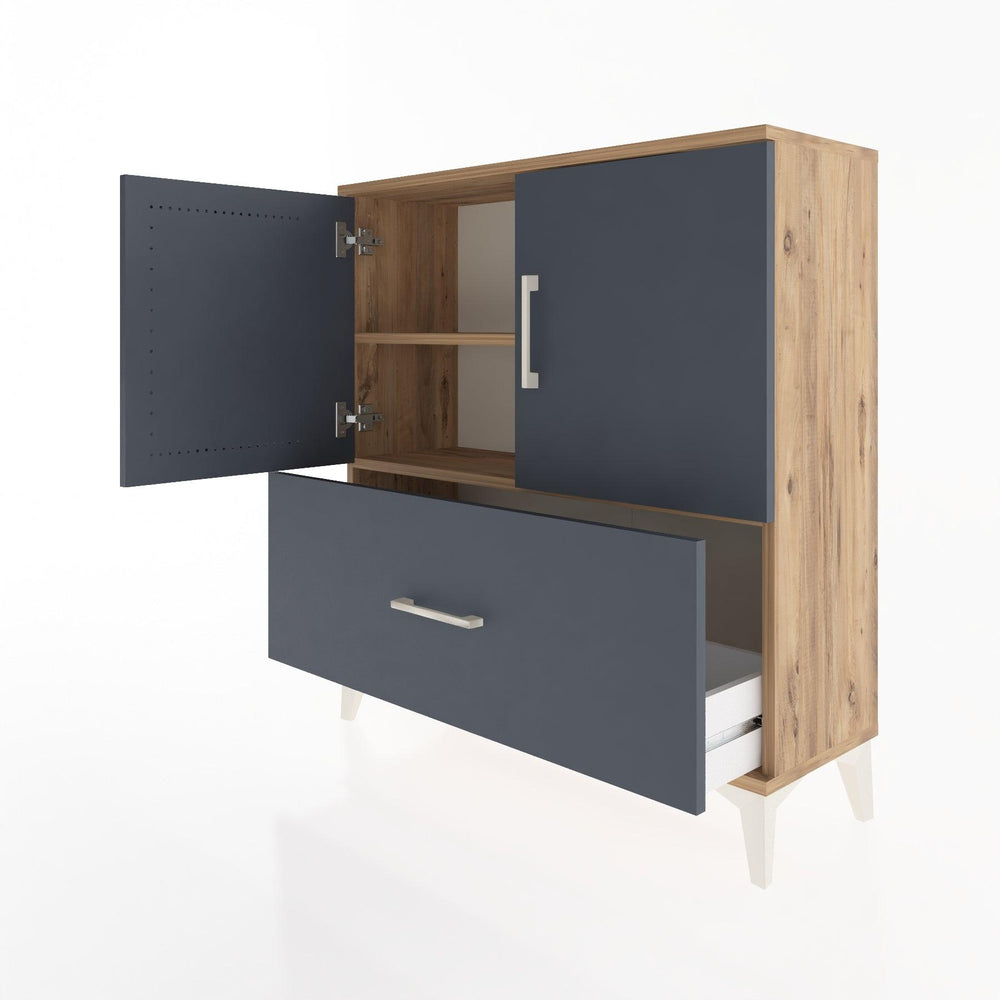 Woodntry Modüler Şifonyer Çam 88x30x84 cm Kapaklı ve Çekmeceli KC69-3