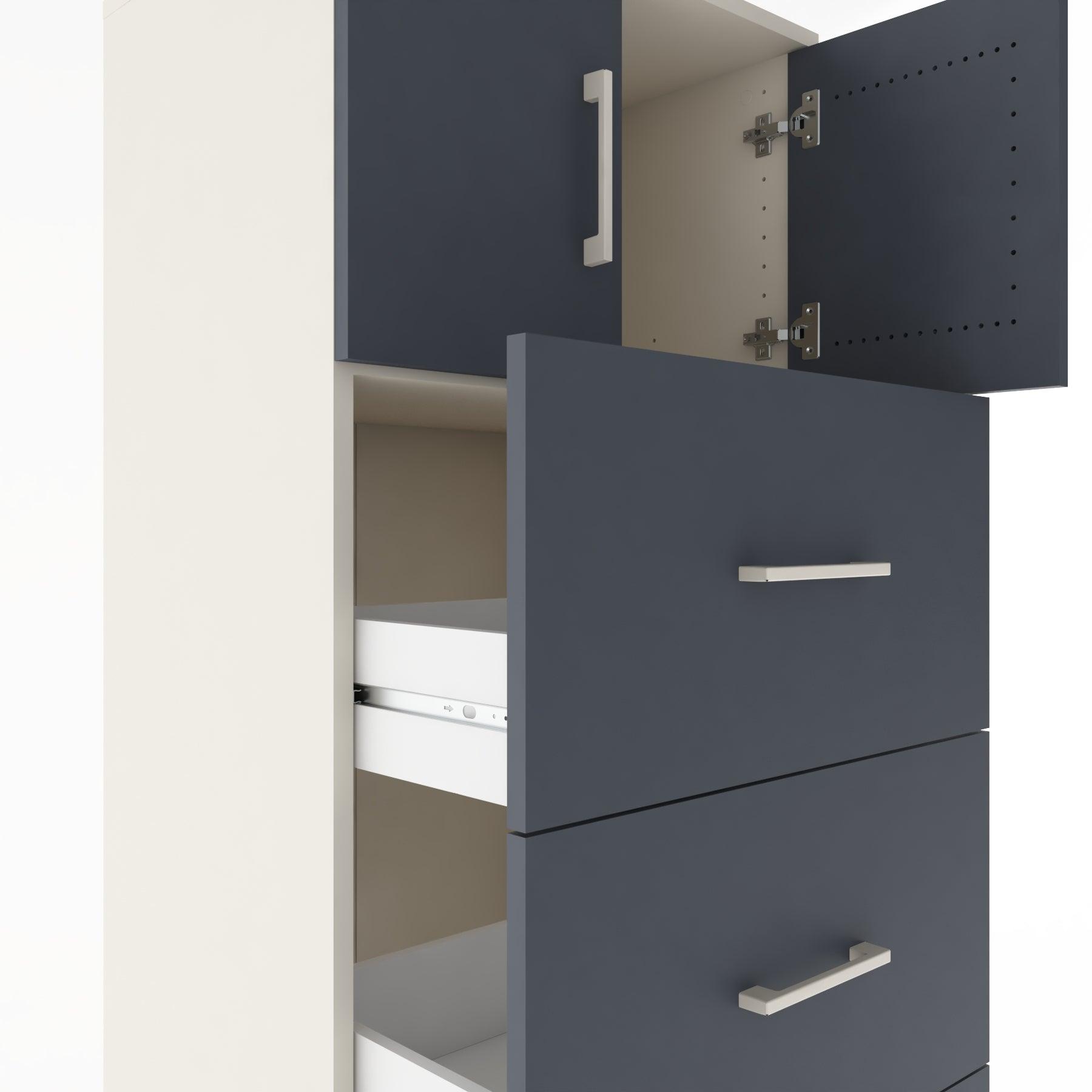 Woodntry Modular Cabinet Moonstone 60x44x170 cm with Doors and Drawers KC25-1