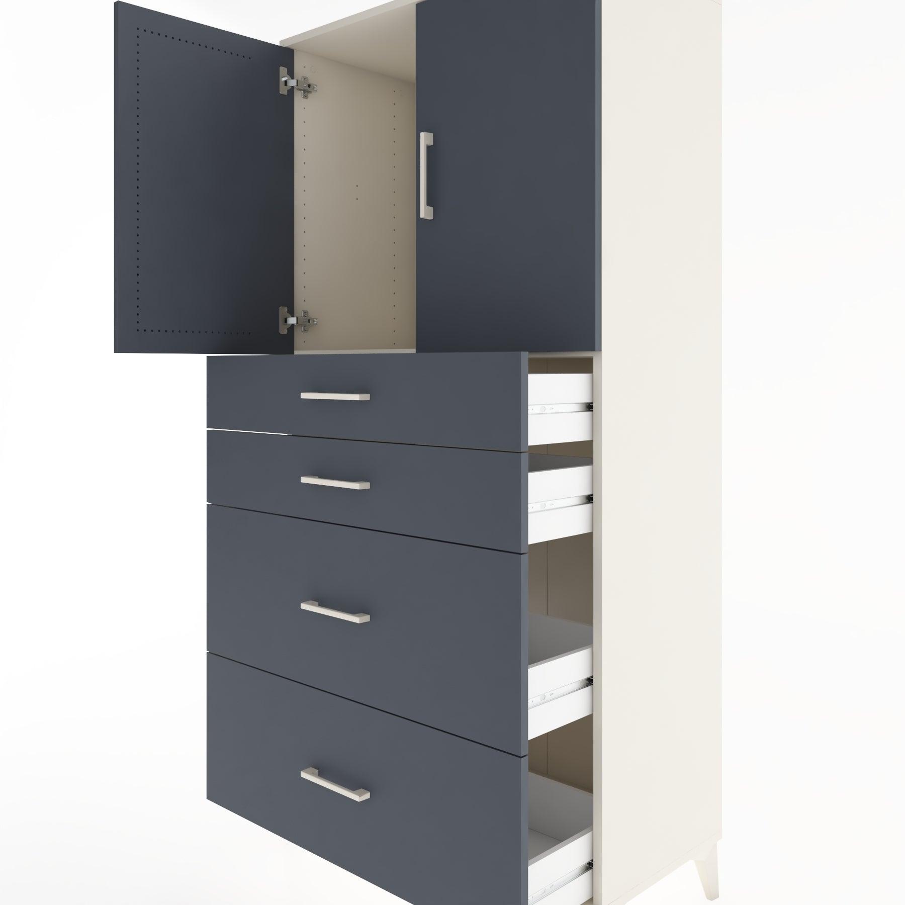 Woodntry Modular Cabinet Moonstone 88x44x170 cm with Doors and Drawers KC19-1