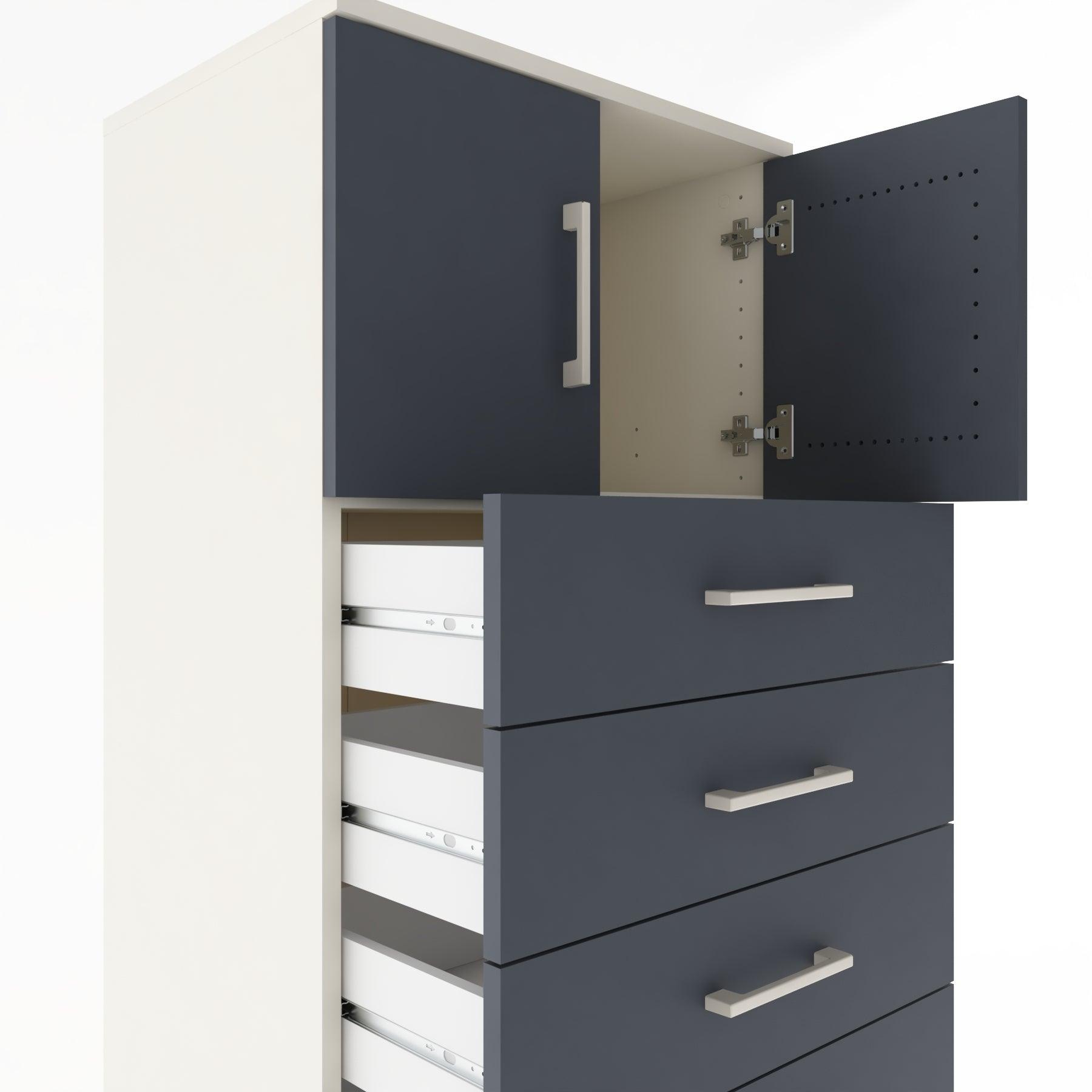 Woodntry Modular Cabinet Moonstone 60x44x170 cm with Doors and Drawers KC10-1