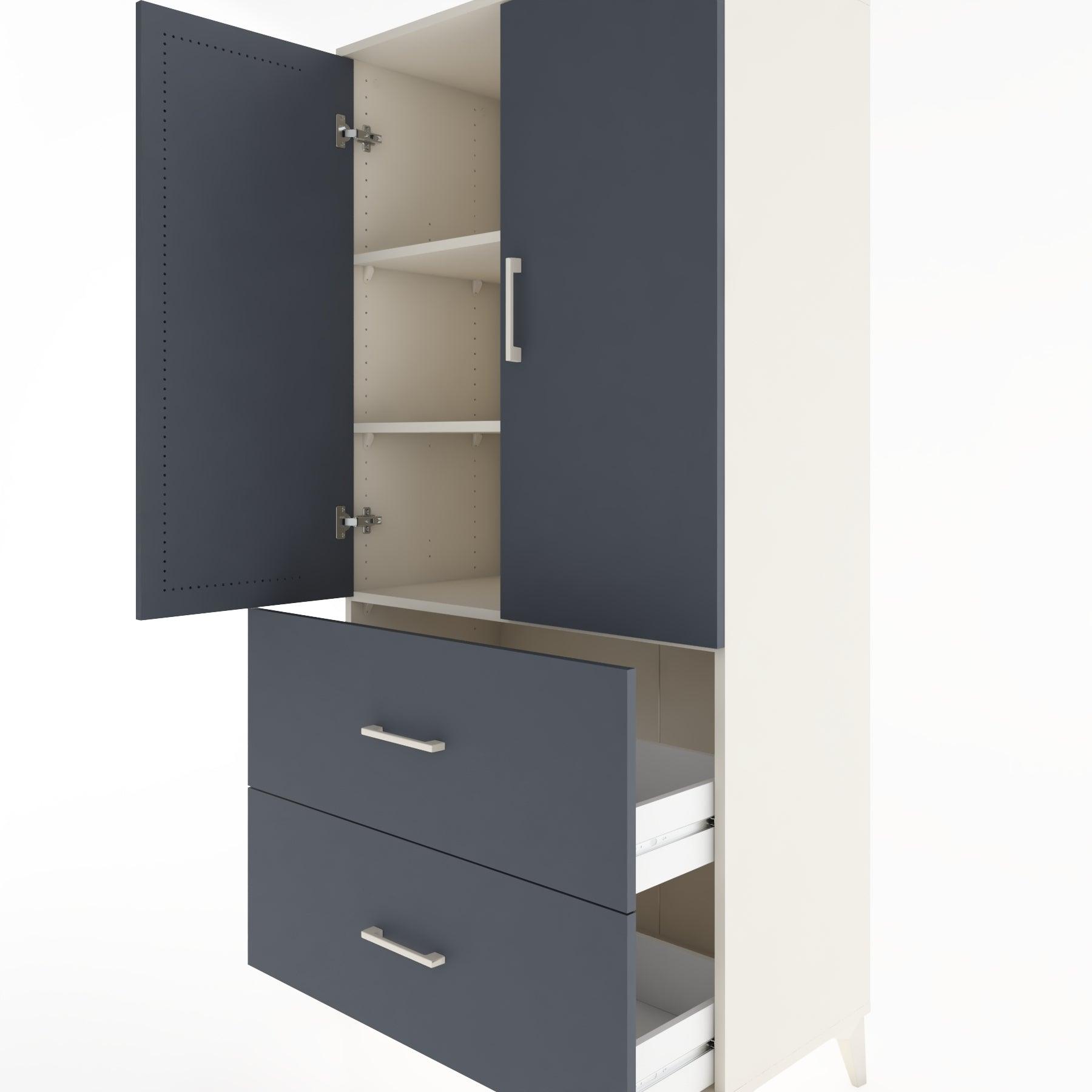 Woodntry Modular Cabinet Moonstone 88x44x170 cm with Doors and Drawers KC21-1