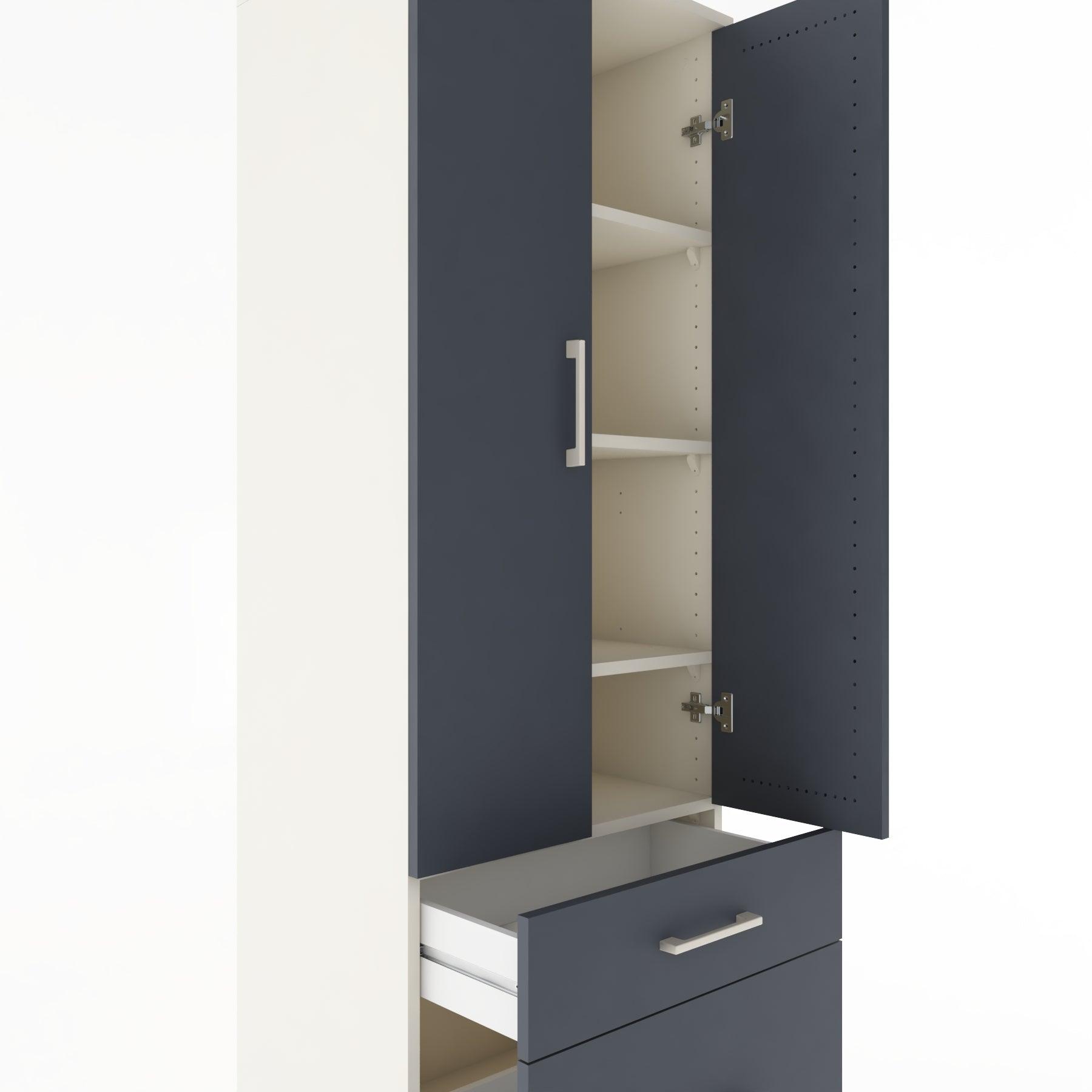 Woodntry Modular Cabinet Moonstone 60x44x170 cm with Doors and Drawers KC15-1