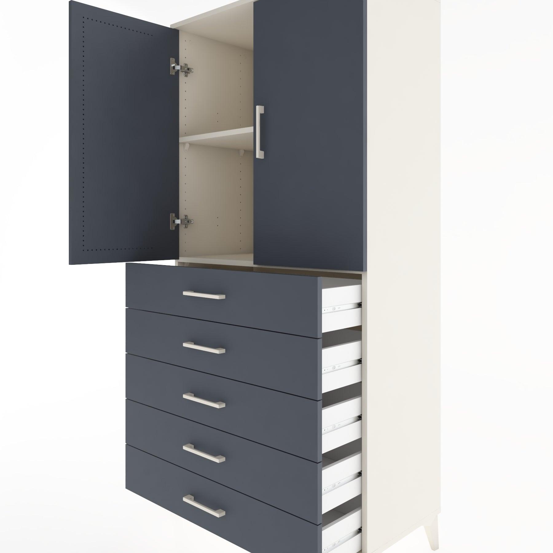 Woodntry Modular Cabinet Moonstone 88x44x170 cm with Doors and Drawers KC4-1