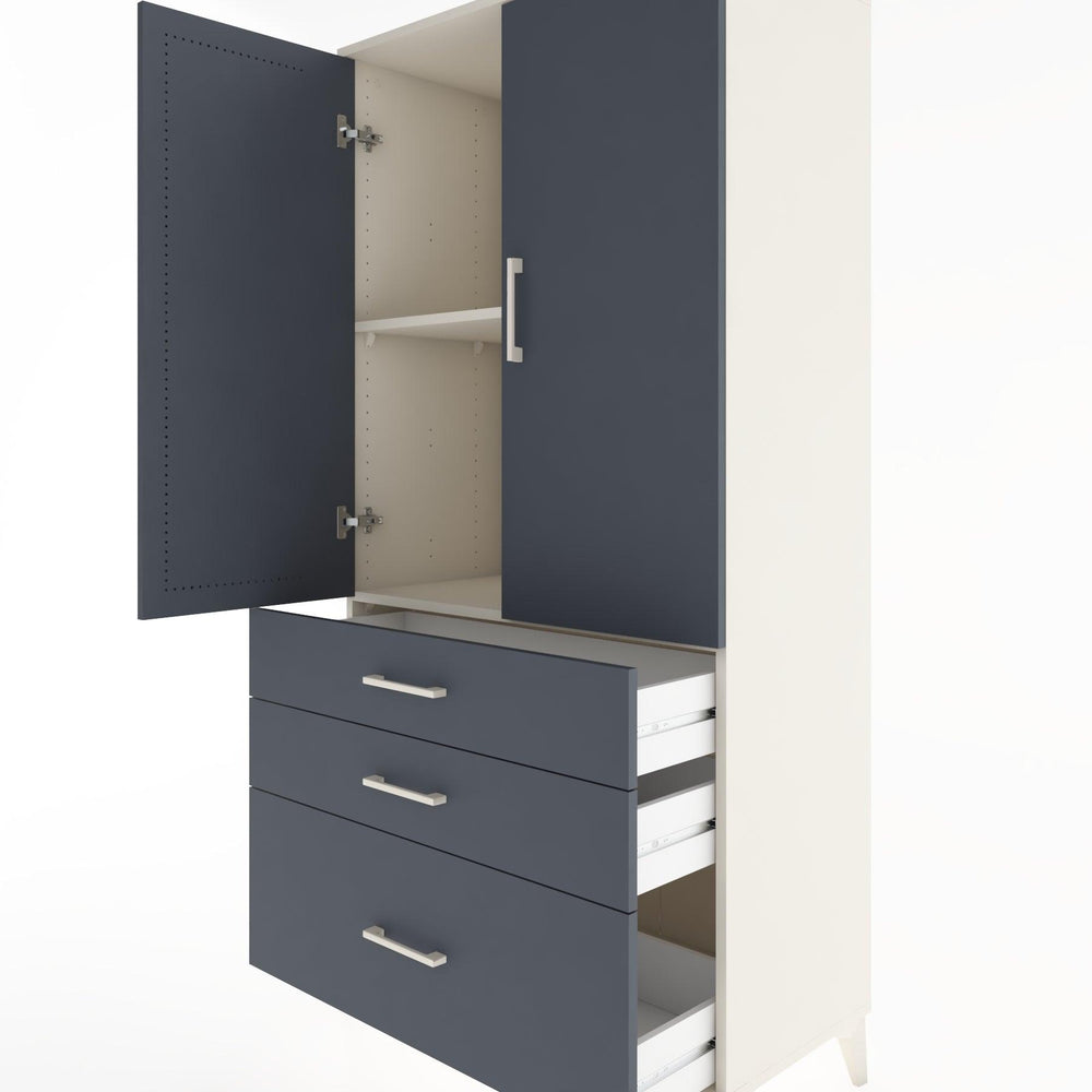 Woodntry Modular Cabinet Moonstone 88x44x170 cm with Doors and Drawers KC14-1