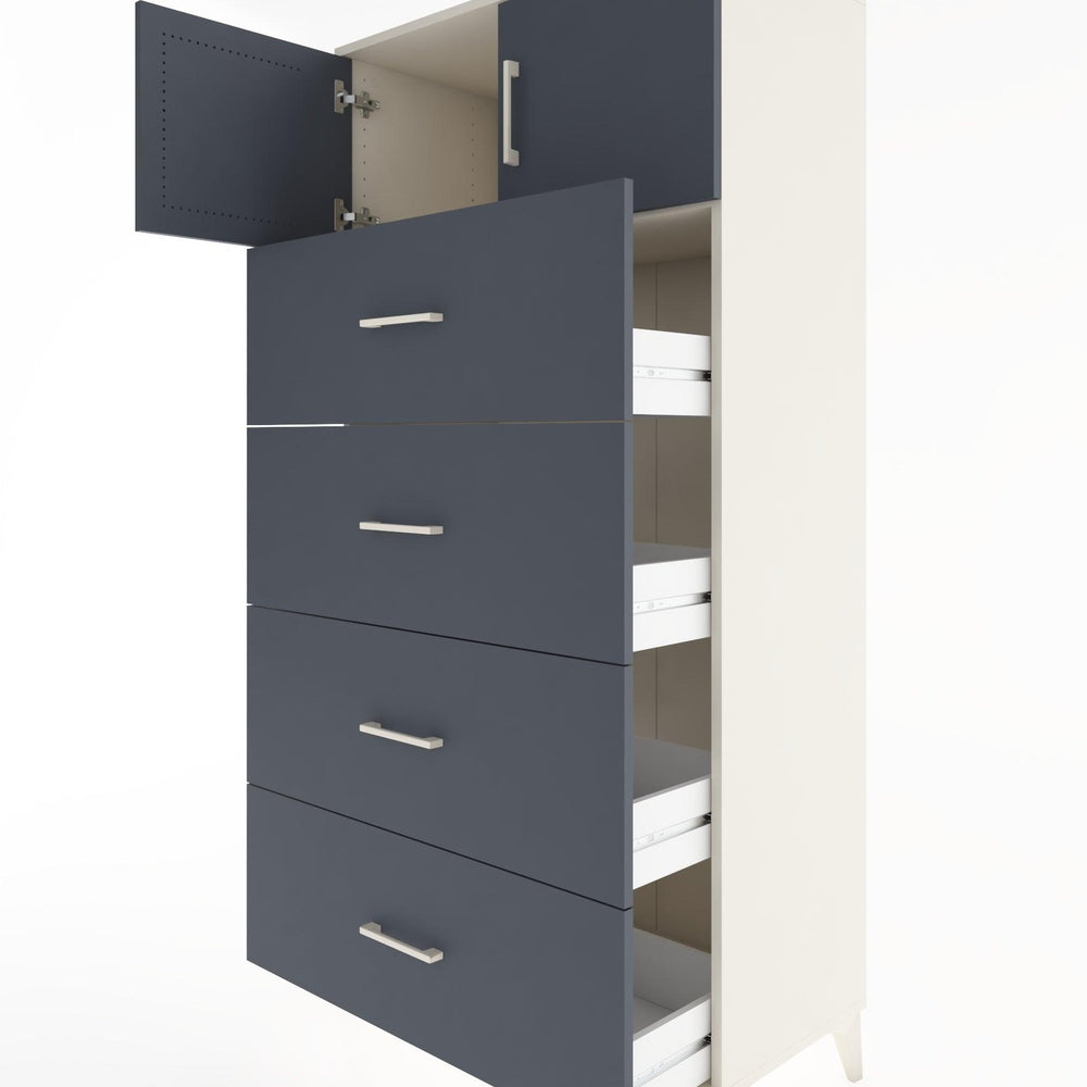 Woodntry Modular Cabinet Moonstone 88x44x170 cm with Doors and Drawers KC25-1