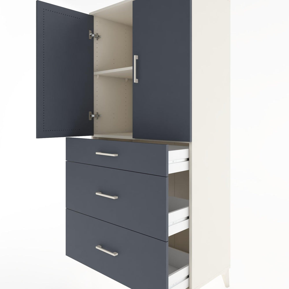 Woodntry Modüler Dolap Aytaşı 88x44x170 cm Kapaklı ve Çekmeceli KC20-1