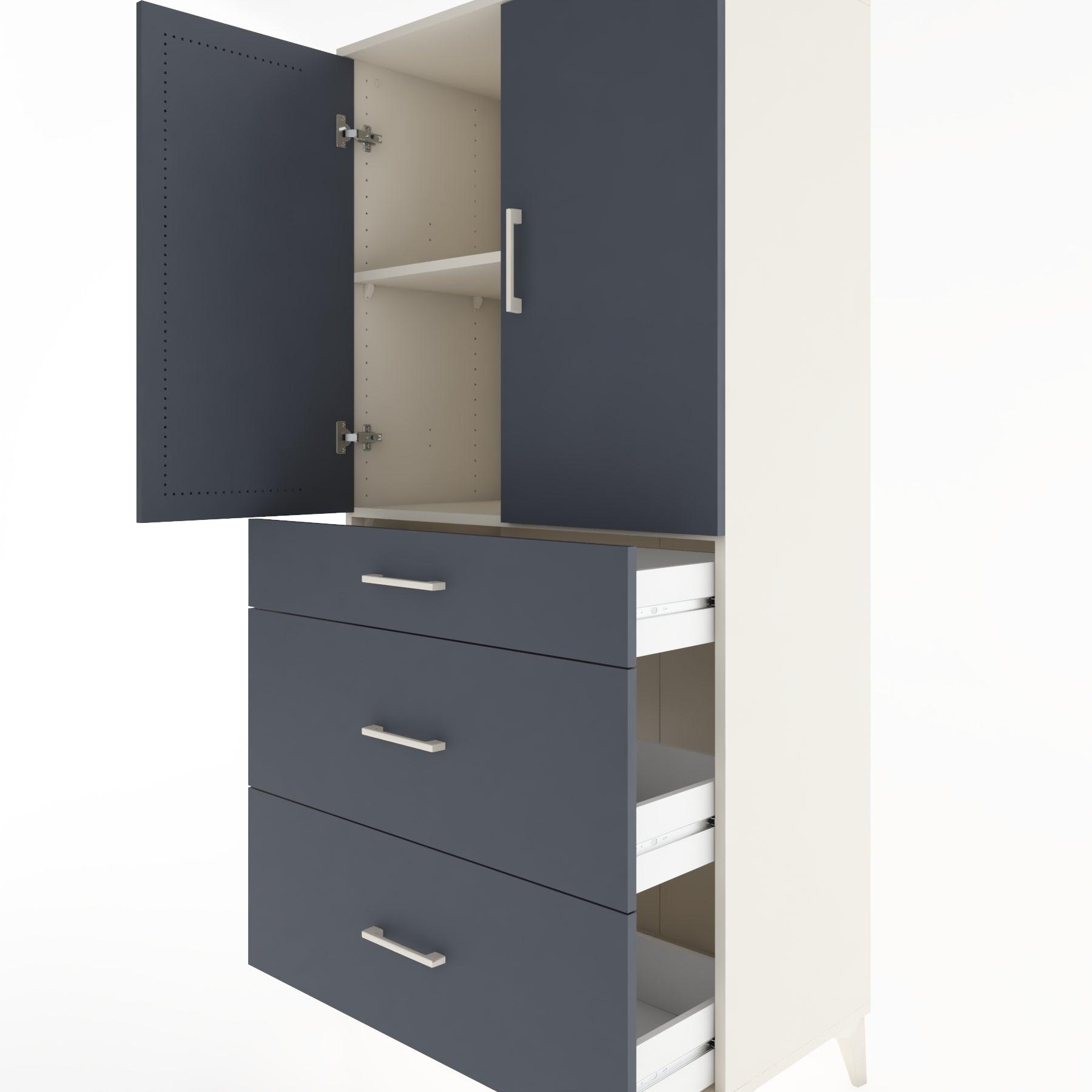 Woodntry Modular Cabinet Moonstone 88x44x170 cm with Doors and Drawers KC20-1
