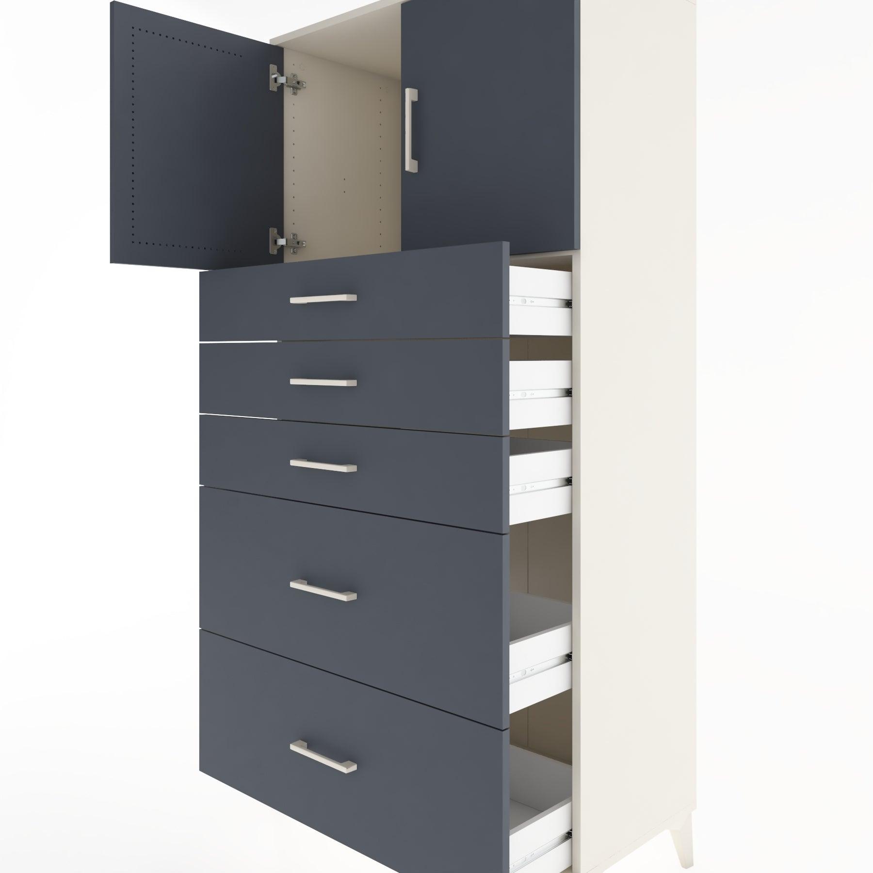 Woodntry Modular Cabinet Moonstone 88x44x170 cm with Doors and Drawers KC18-1