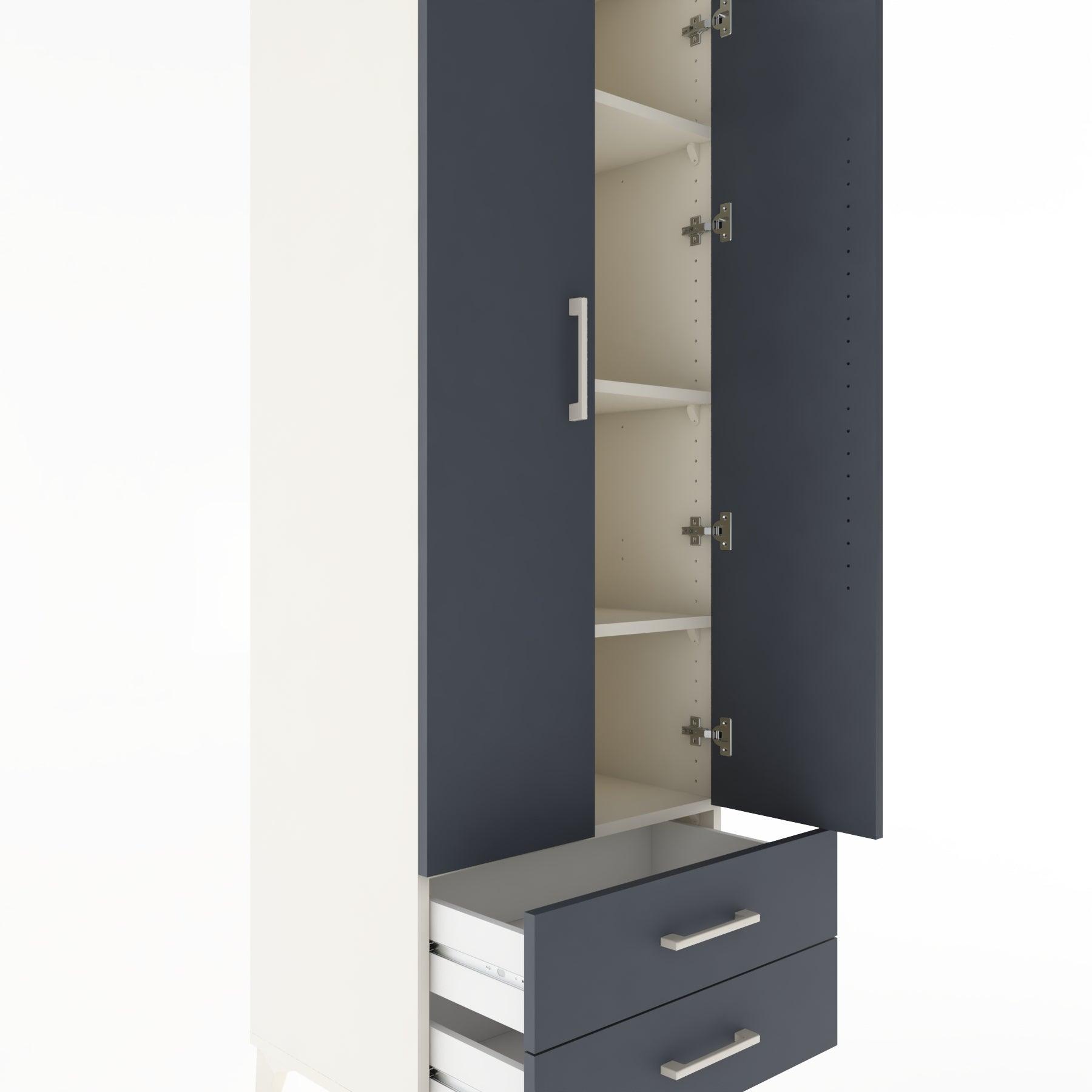 Woodntry Modular Cabinet Moonstone 60x44x170 cm with Doors and Drawers KC7-1