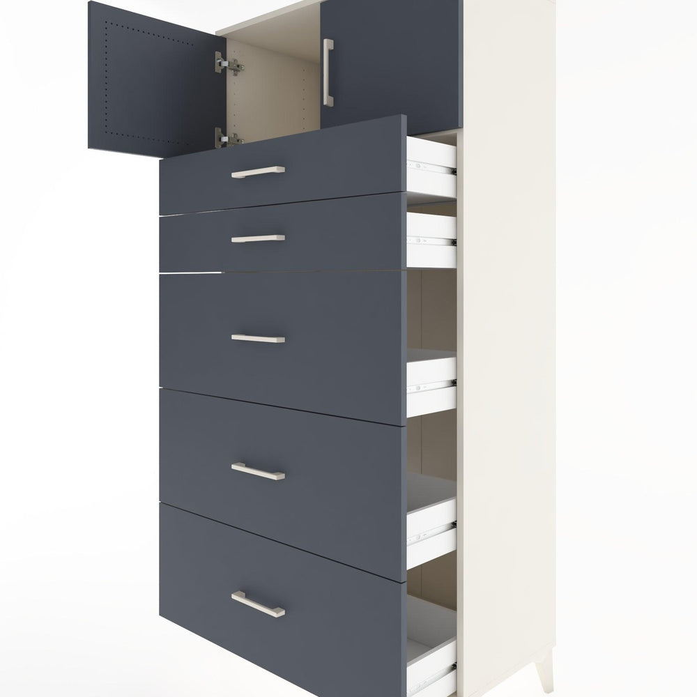Woodntry Modular Cabinet Moonstone 88x44x170 cm with Doors and Drawers KC22-1