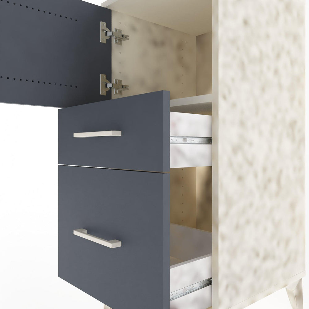 Woodntry Modüler Komodin Aytaşı 44x44x84 cm Kapaklı ve Çekmeceli KC45-1