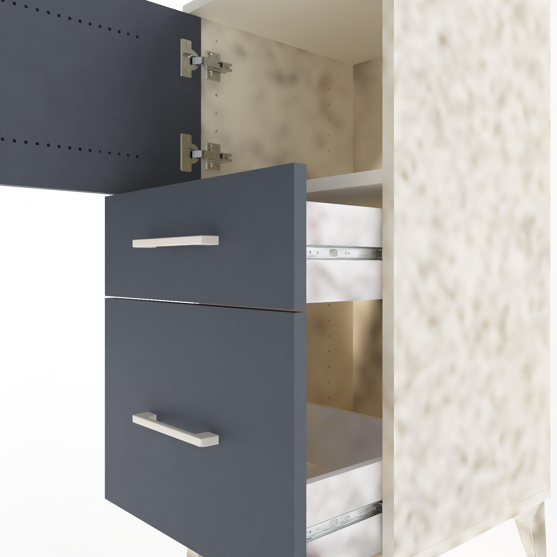 Woodntry Modular Nightstand Moonstone 44x44x84 cm with Cover and Drawer KC45-1