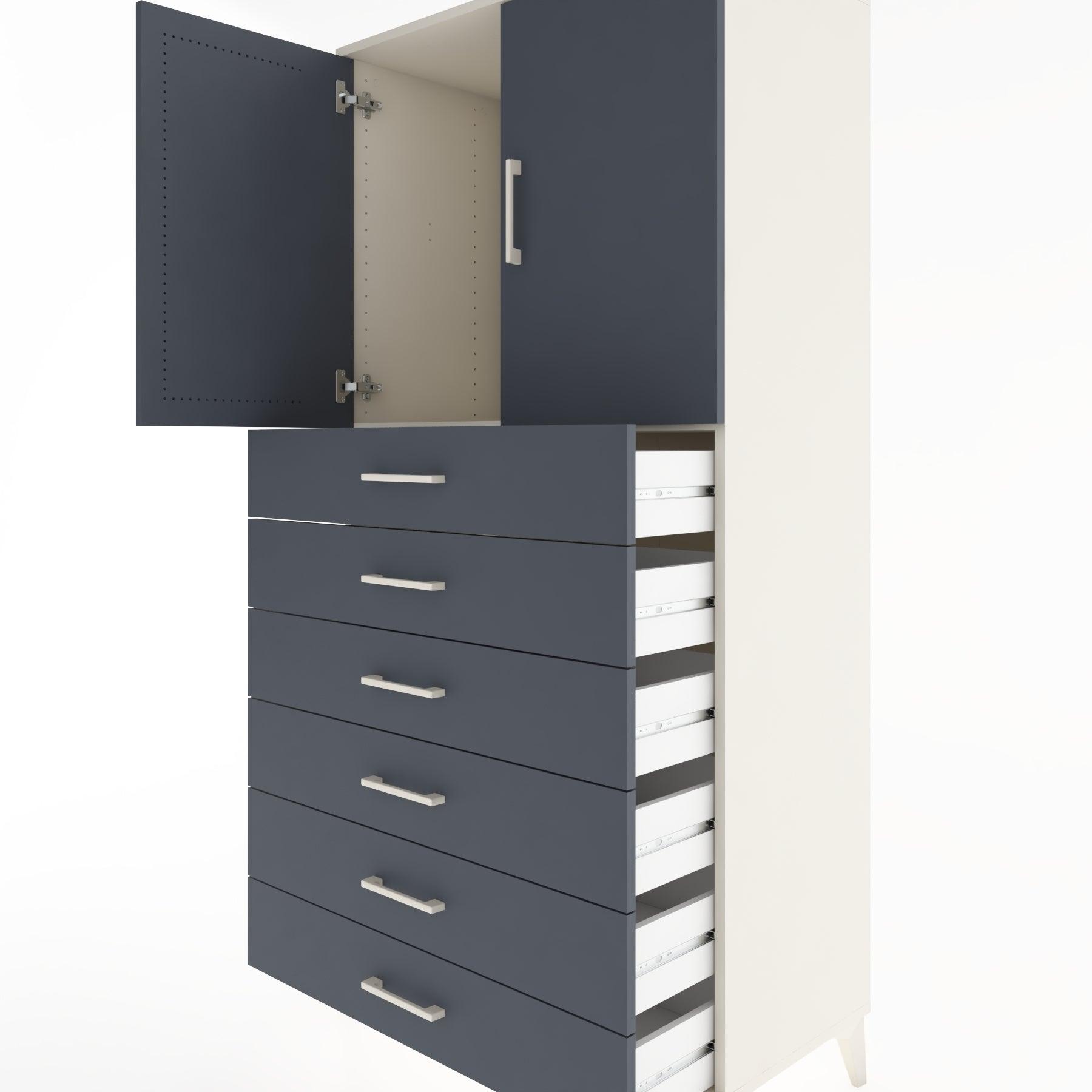 Woodntry Modular Cabinet Moonstone 88x44x170 cm with Doors and Drawers KC3-1