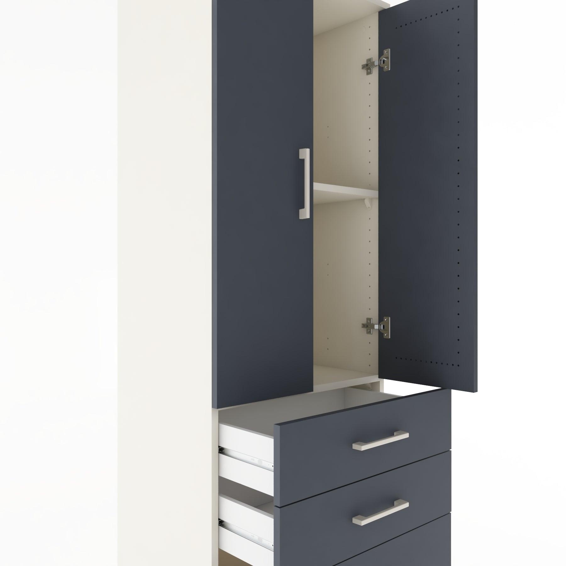 Woodntry Modular Cabinet Moonstone 60x44x170 cm with Doors and Drawers KC14-1