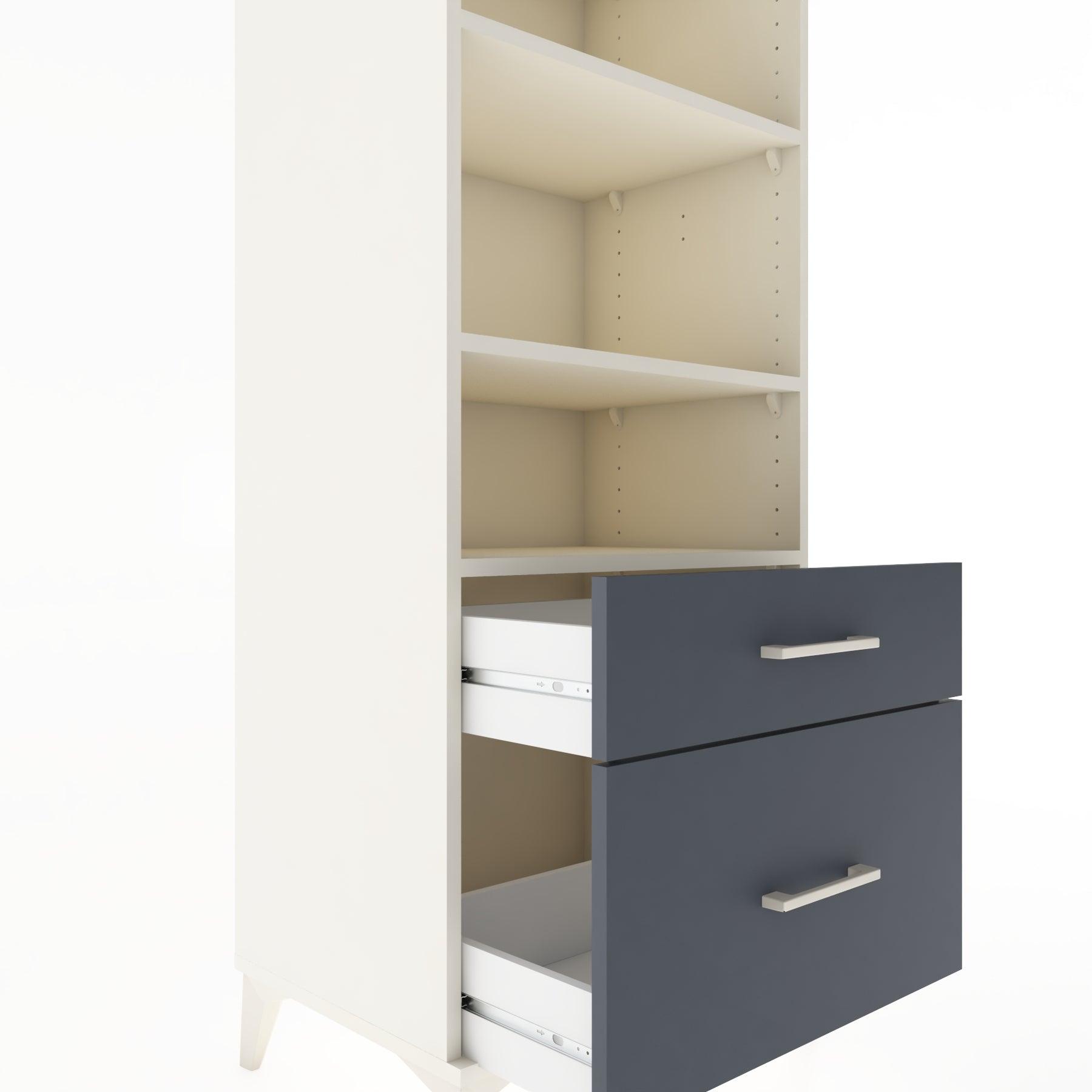 Woodntry Modular Cabinet Moonstone 60x44x170 cm with Drawers and Shelves CR43-1