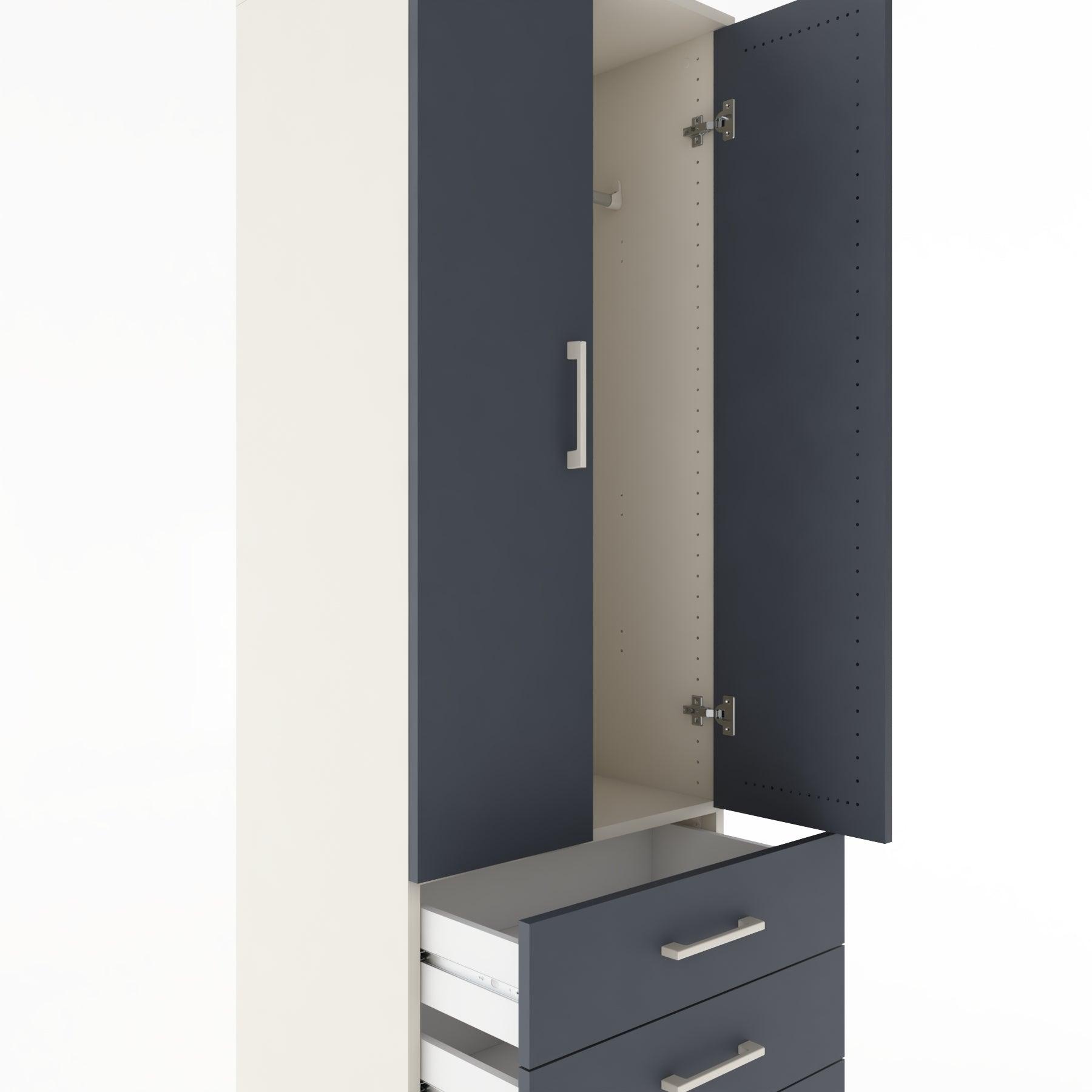 Woodntry Modular Cabinet Moonstone 60x44x170 cm with Doors and Drawers KC28-1
