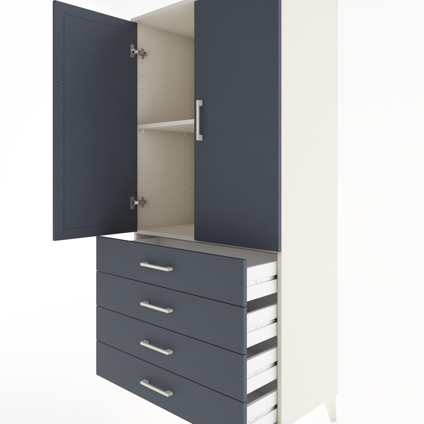 Woodntry Modular Cabinet Moonstone 88x44x170 cm with Doors and Drawers KC5-1