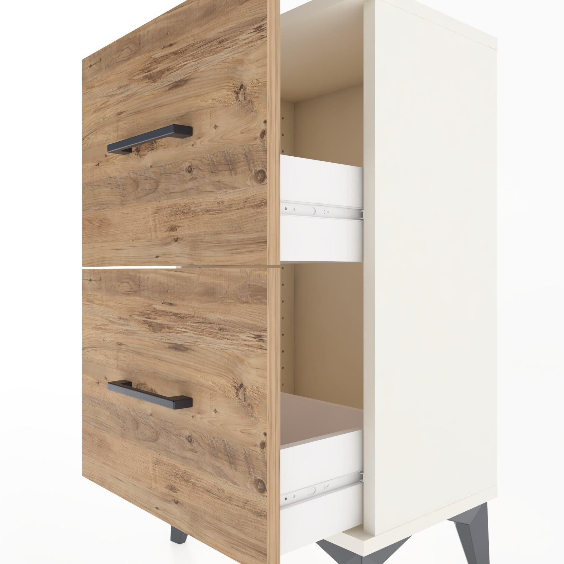 Woodntry Modüler Komodin İki Çekmeceli 44x30x68 cm Aytaşı - Woodntry
