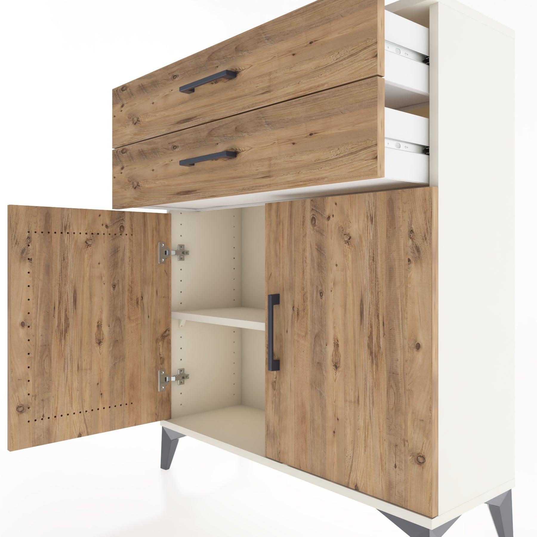 Woodntry Modüler Şifonyer Aytaşı 88x30x94 cm Kapaklı ve Çekmeceli KC3-1