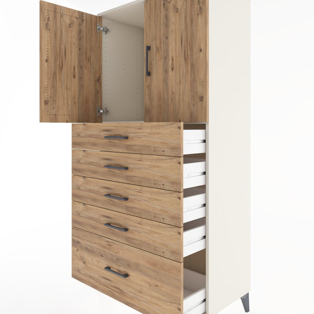 Woodntry Modular Cabinet Moonstone 88x44x170 cm with Doors and Drawers KC12-1