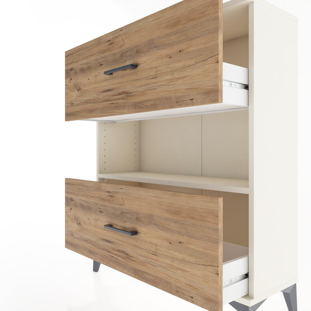 Woodntry Modüler Şifonyer Aytaşı 88x30x94 cm Çekmeceli ve Raflı CR17-1