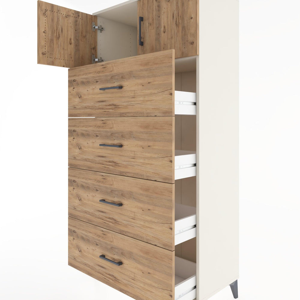 Woodntry Modular Cabinet Moonstone 88x44x170 cm with Doors and Drawers KC25-1