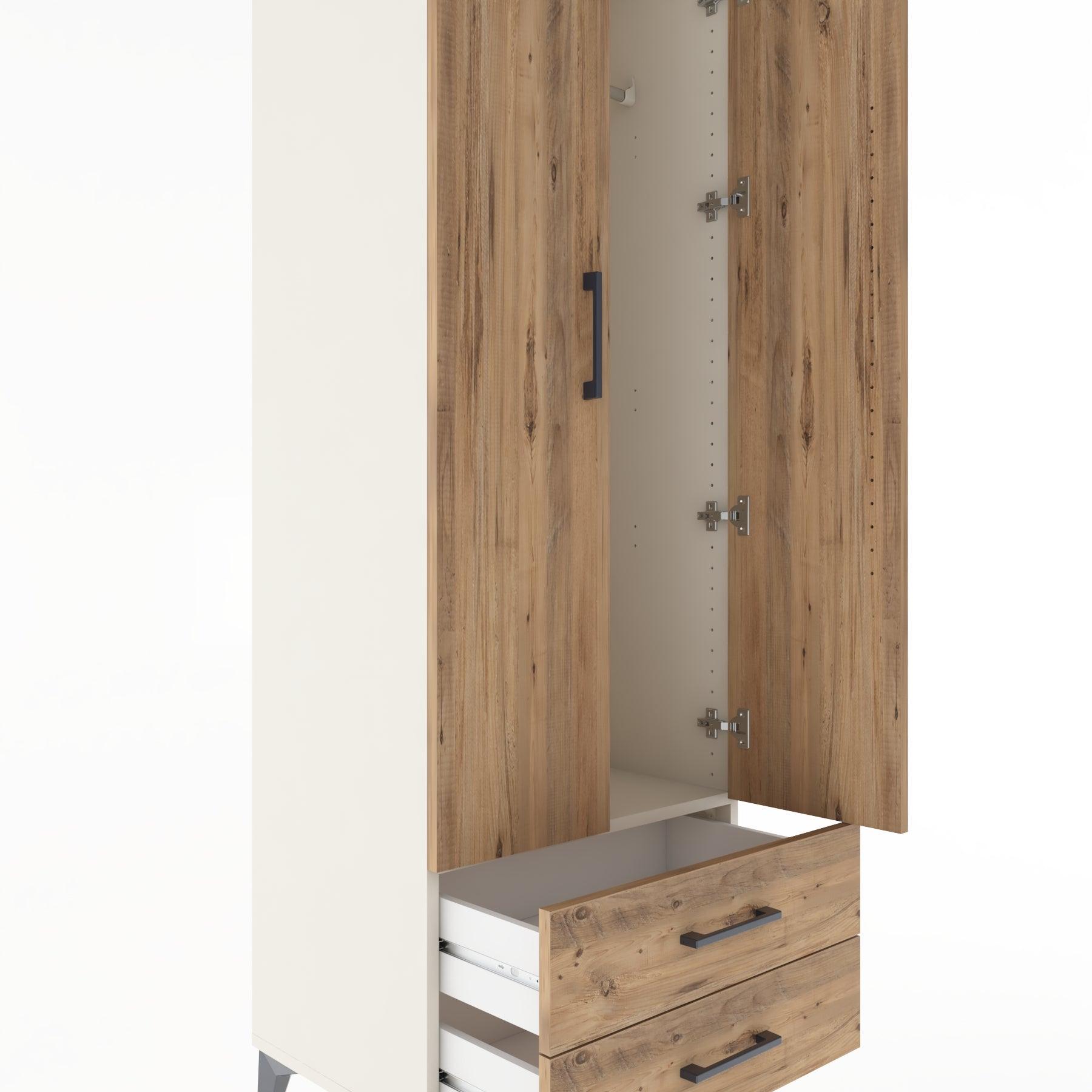 Woodntry Modular Cabinet Moonstone 60x44x170 cm with Doors and Drawers KC29-1