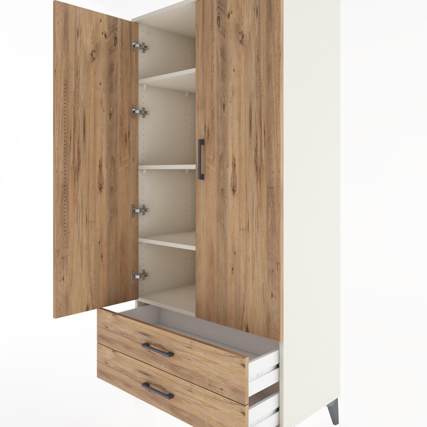 Woodntry Modular Cabinet Moonstone 88x44x170 cm with Doors and Drawers KC7-1