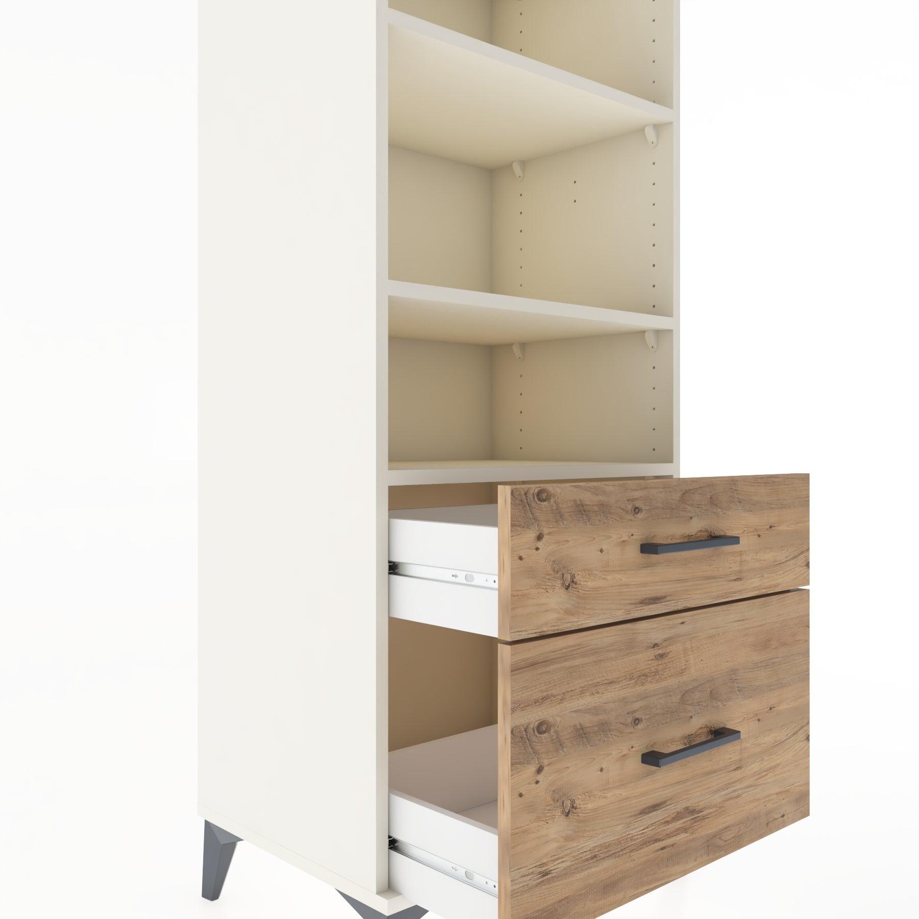 Woodntry Modular Cabinet Moonstone 60x44x170 cm with Drawers and Shelves CR43-1