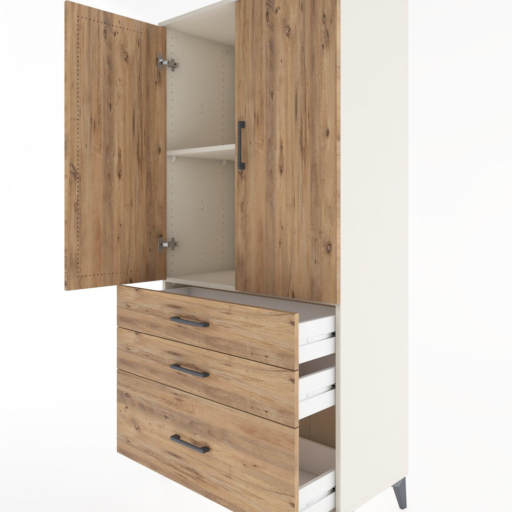 Woodntry Modular Cabinet Moonstone 88x44x170 cm with Doors and Drawers KC14-1