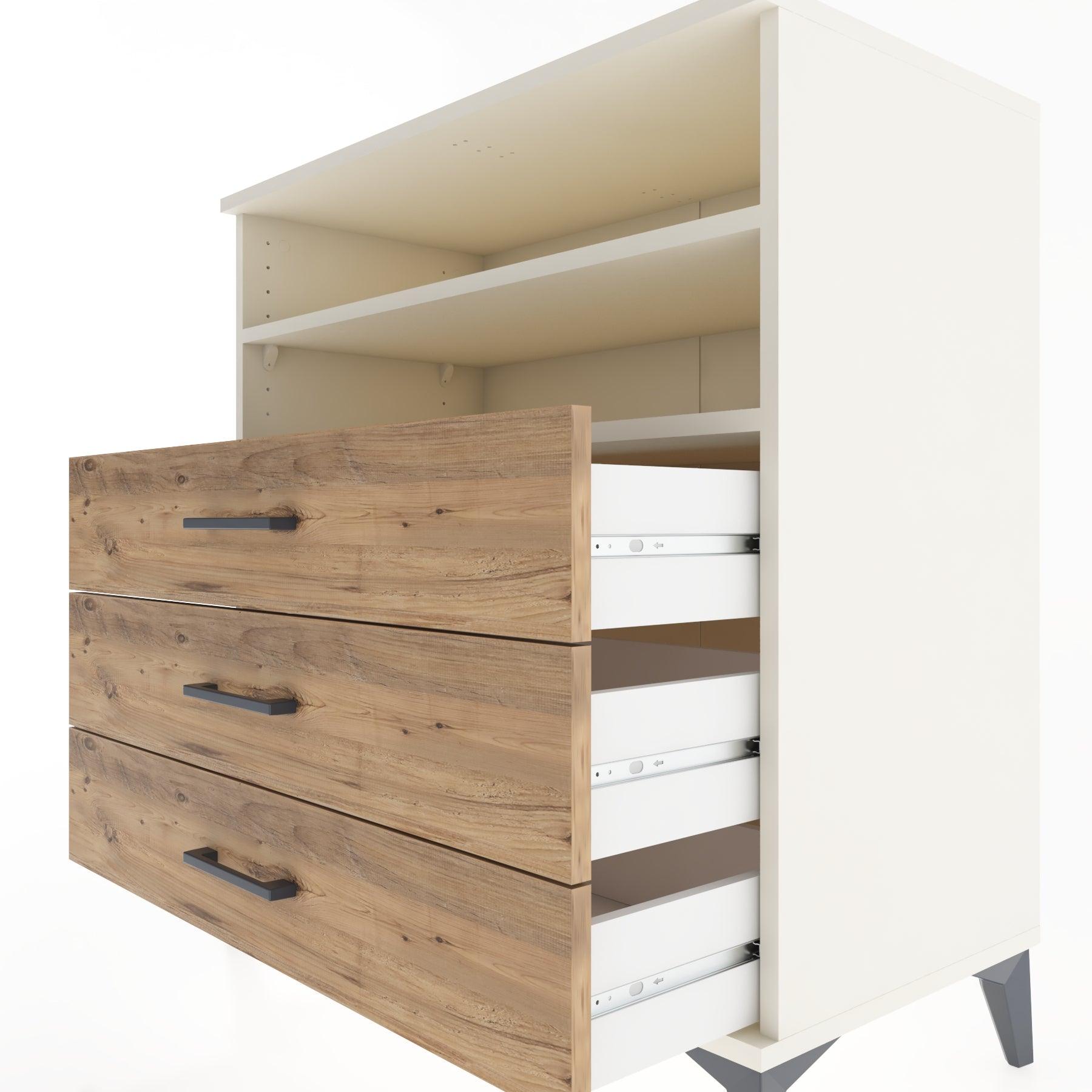 Woodntry Modüler Şifonyer Aytaşı 88x44x84 cm Çekmeceli ve Raflı CR17-1