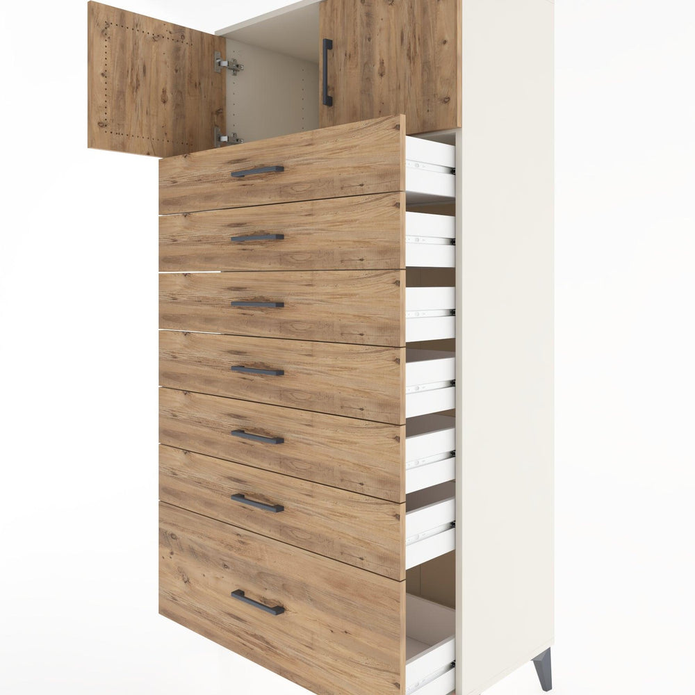 Woodntry Modular Cabinet Moonstone 88x44x170 cm with Doors and Drawers KC10-1