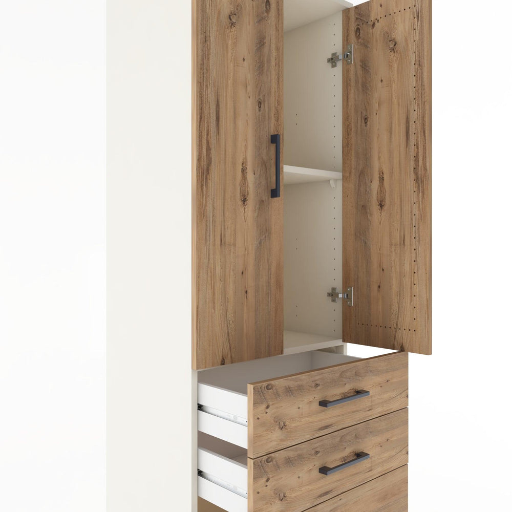 Woodntry Modüler Dolap Aytaşı 60x44x170 cm Kapaklı ve Çekmeceli KC14-1