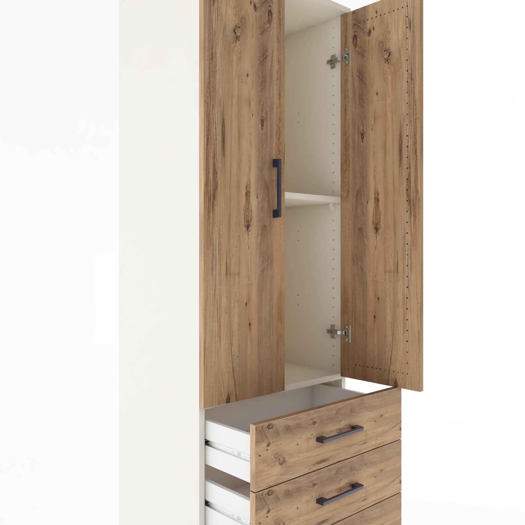 Woodntry Modular Cabinet Moonstone 60x44x170 cm with Doors and Drawers KC6-1