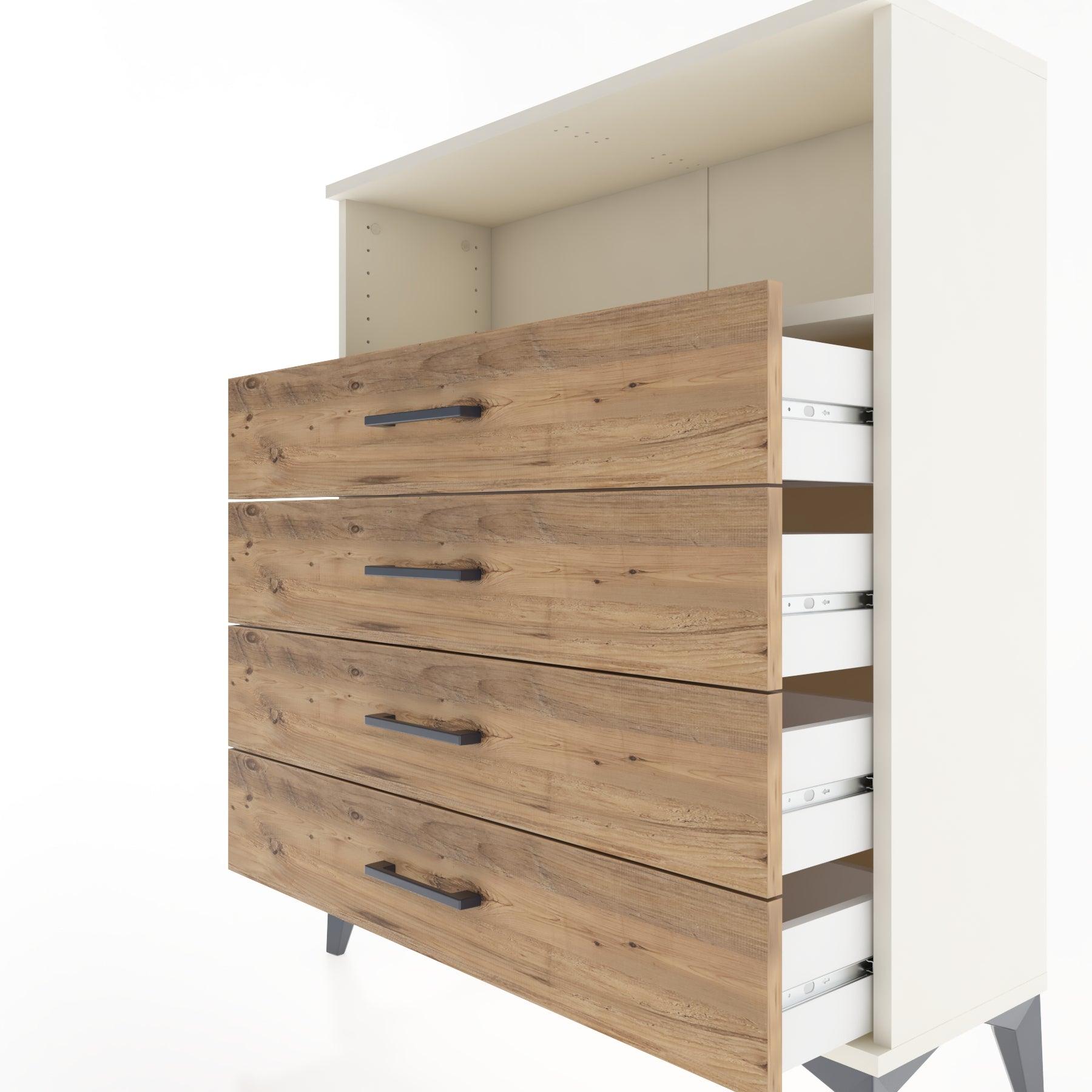 Woodntry Modüler Şifonyer Aytaşı 88x30x94 cm Çekmeceli ve Raflı CR19-1