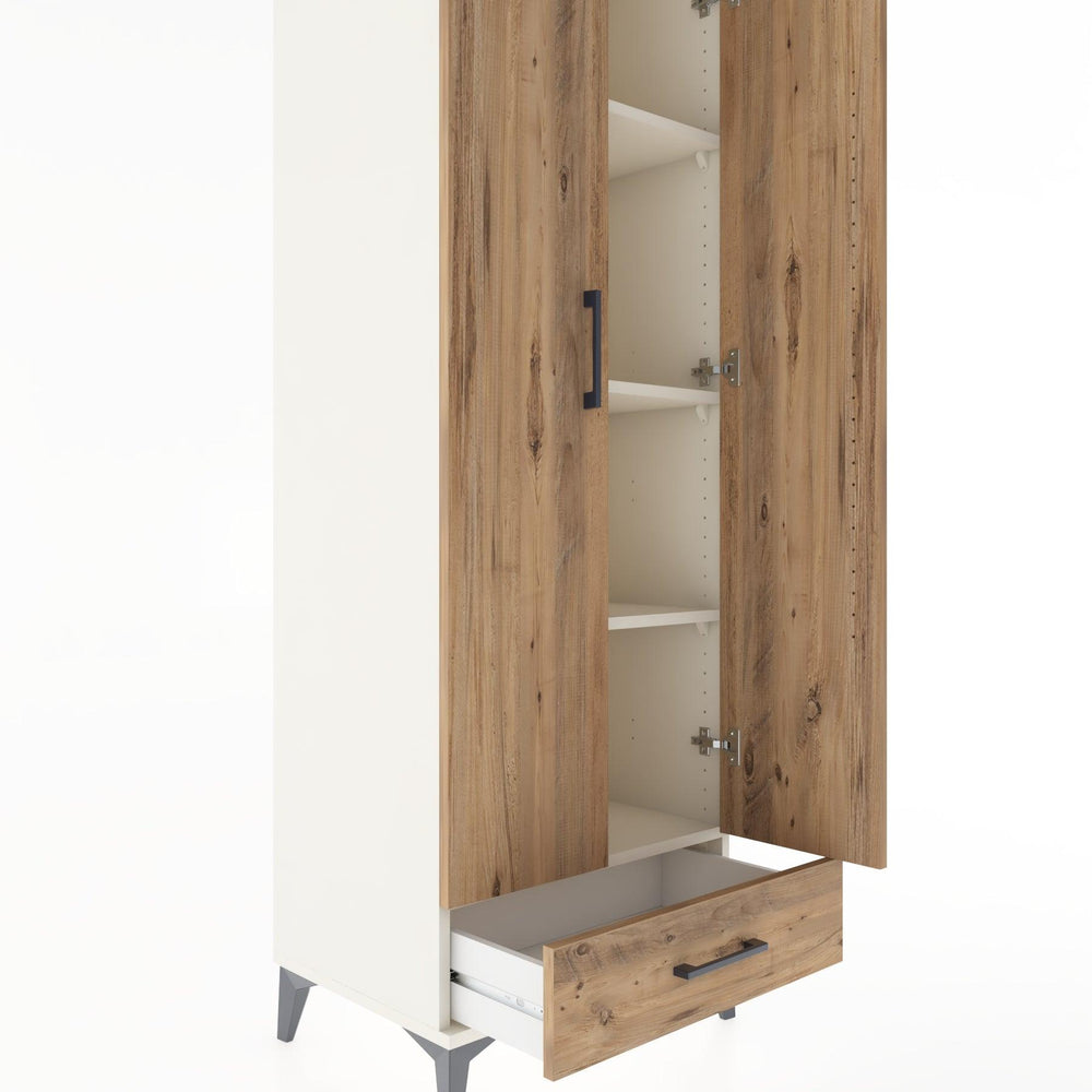 Woodntry Modüler Dolap Aytaşı 60x44x170 cm Kapaklı ve Çekmeceli KC8-1