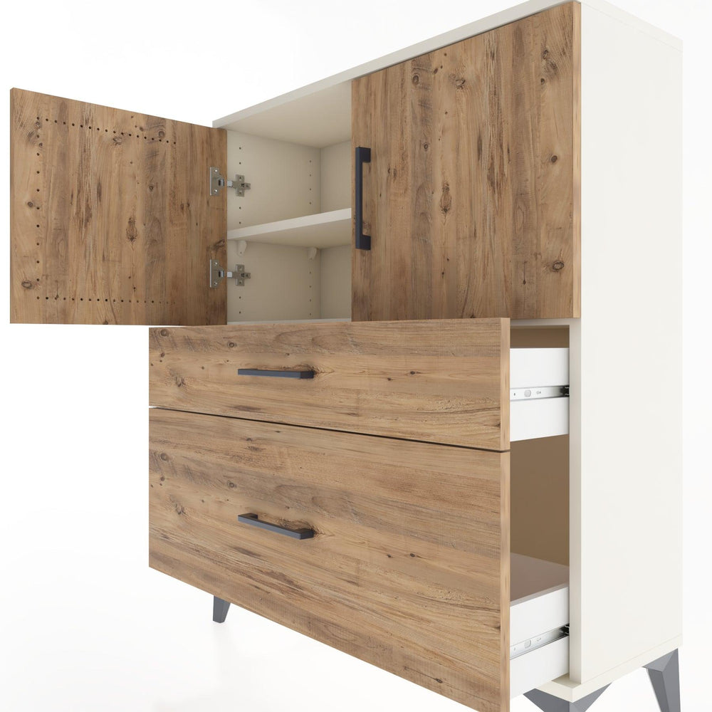 Woodntry Modüler Şifonyer Aytaşı 88x30x94 cm Kapaklı ve Çekmeceli KC11-1