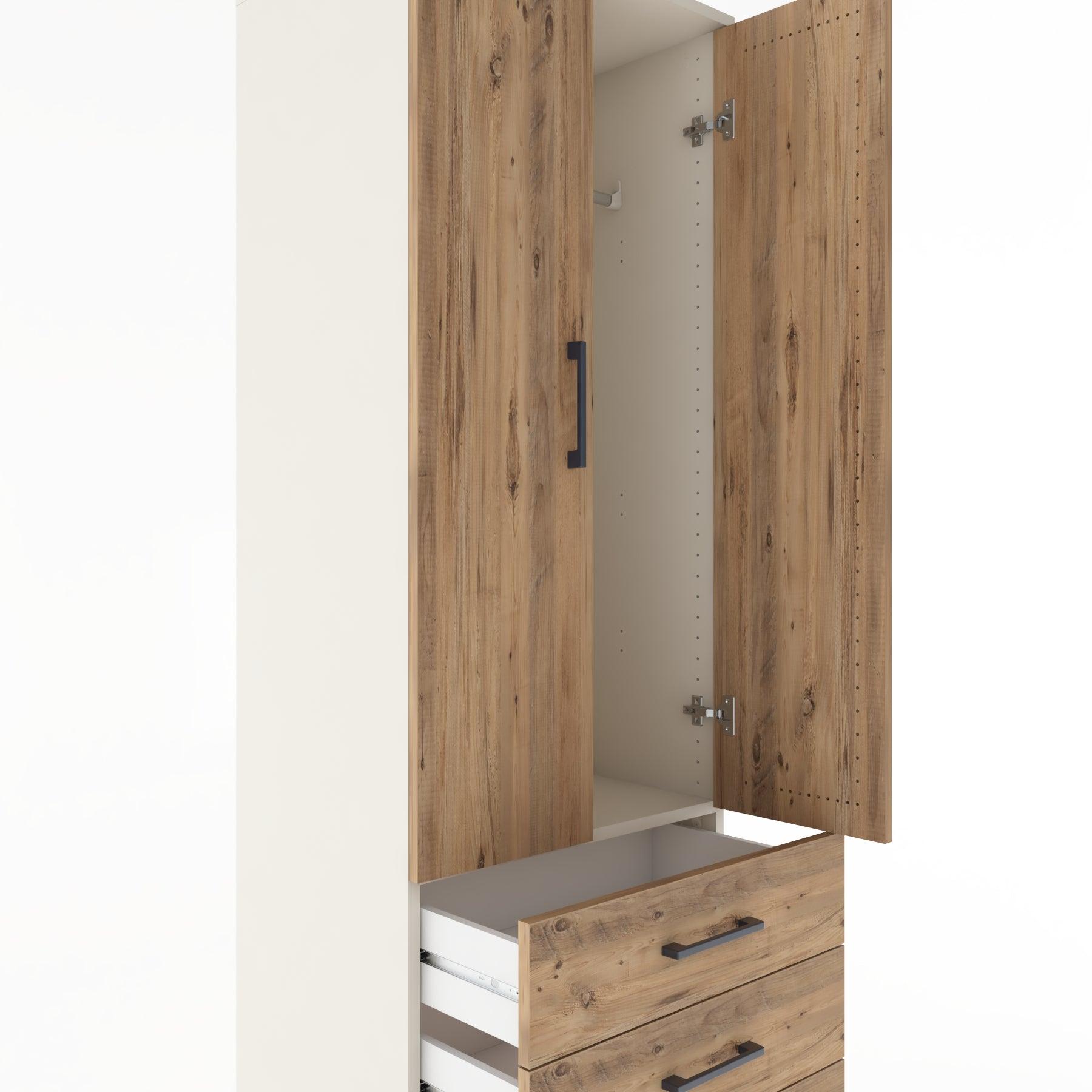 Woodntry Modular Cabinet Moonstone 60x44x170 cm with Doors and Drawers KC28-1