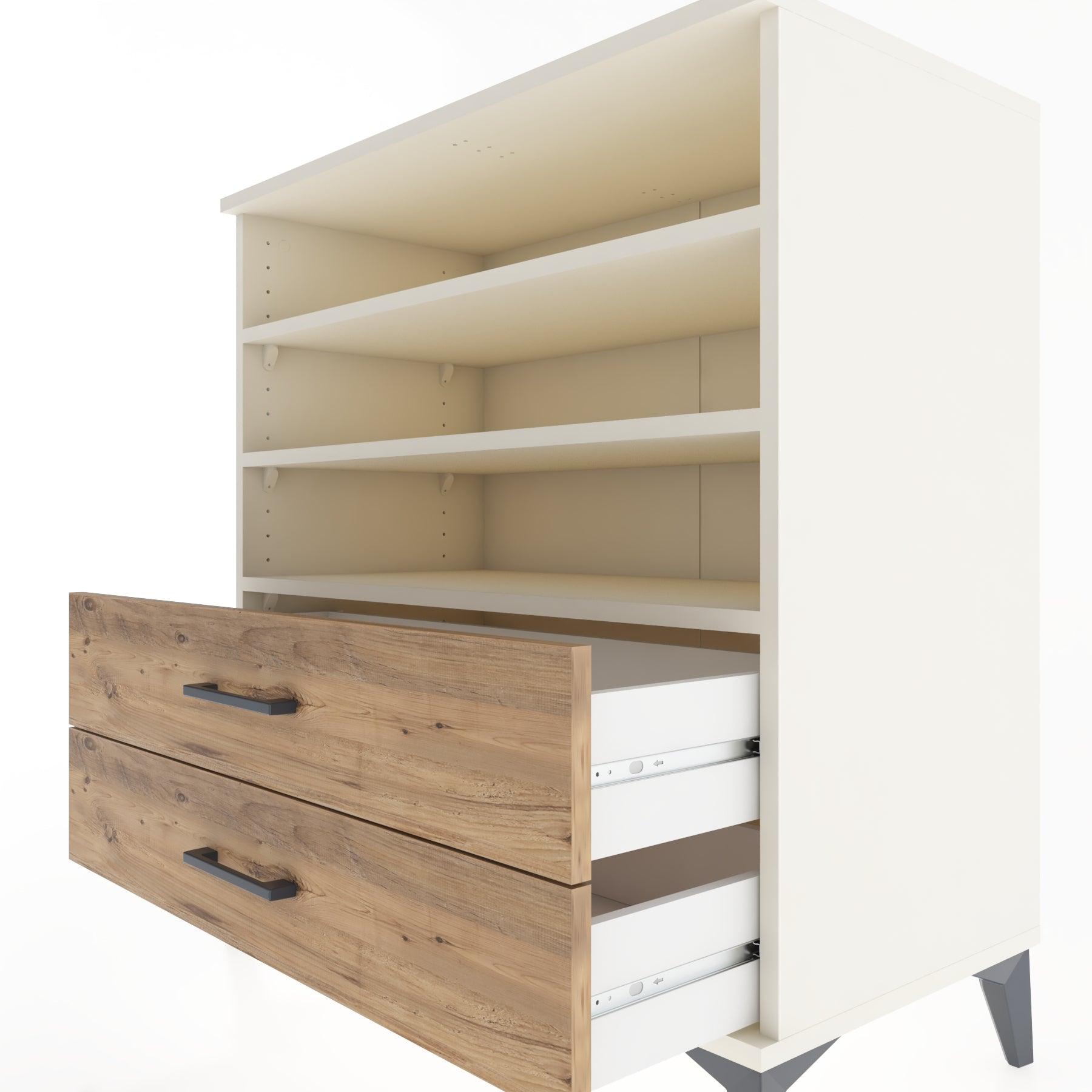 Woodntry Modüler Şifonyer Aytaşı 88x44x84 cm Çekmeceli ve Raflı CR15-1