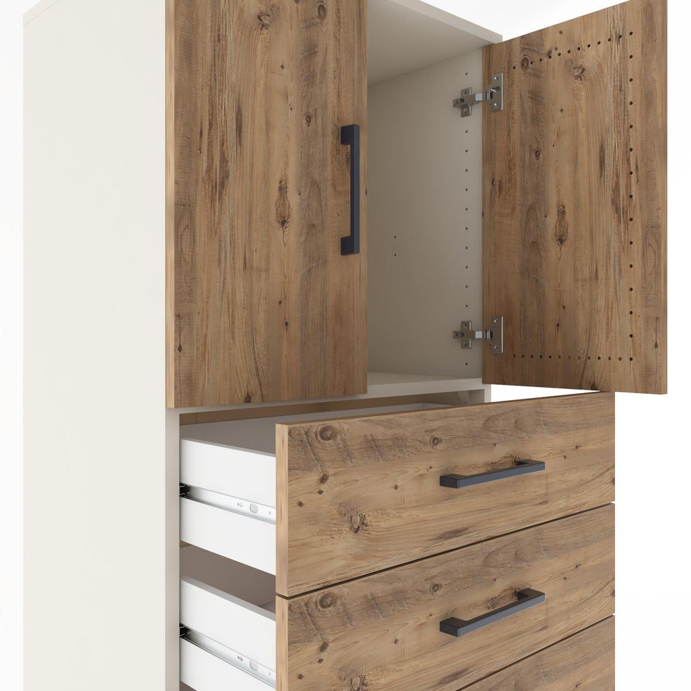 Woodntry Modular Cabinet Moonstone 60x44x170 cm with Doors and Drawers KC18-1