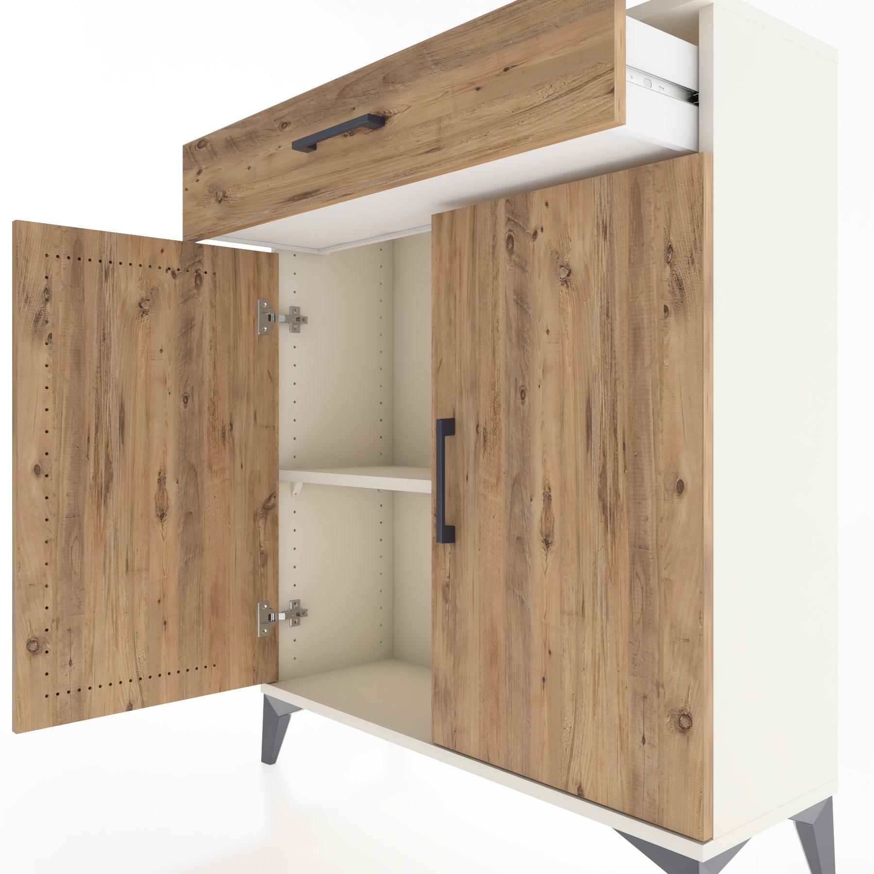 Woodntry Modüler Şifonyer Aytaşı 88x30x94 cm Kapaklı ve Çekmeceli KC1-1