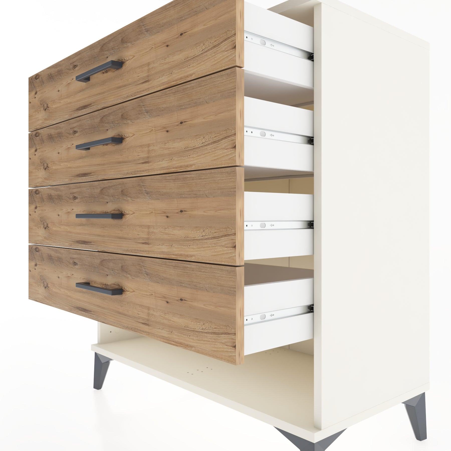 Woodntry Modüler Şifonyer Aytaşı 88x44x84 cm Çekmeceli ve Raflı CR10-1