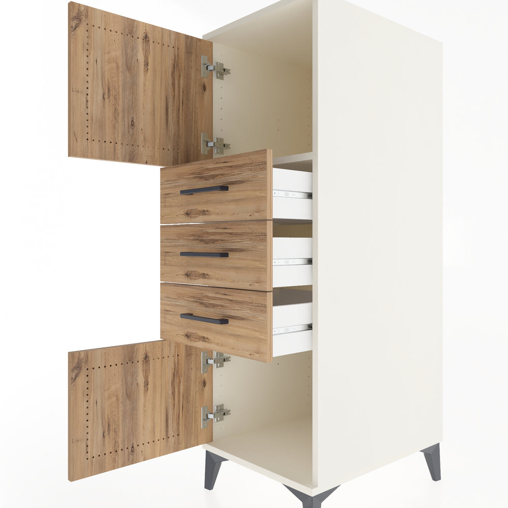 Woodntry Modular Cabinet Moonstone 44x59x122 cm with Doors and Drawers KC51-1