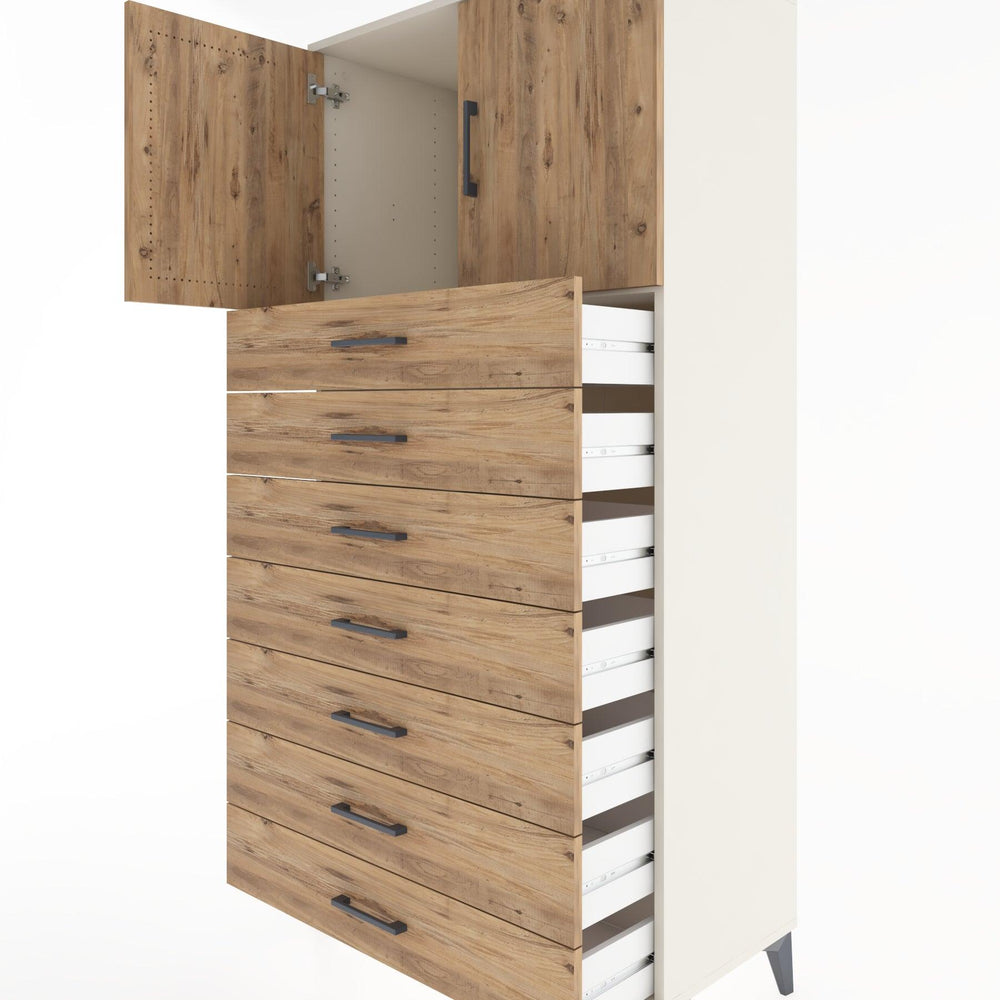 Woodntry Modüler Dolap Aytaşı 88x44x170 cm Kapaklı ve Çekmeceli KC2-1